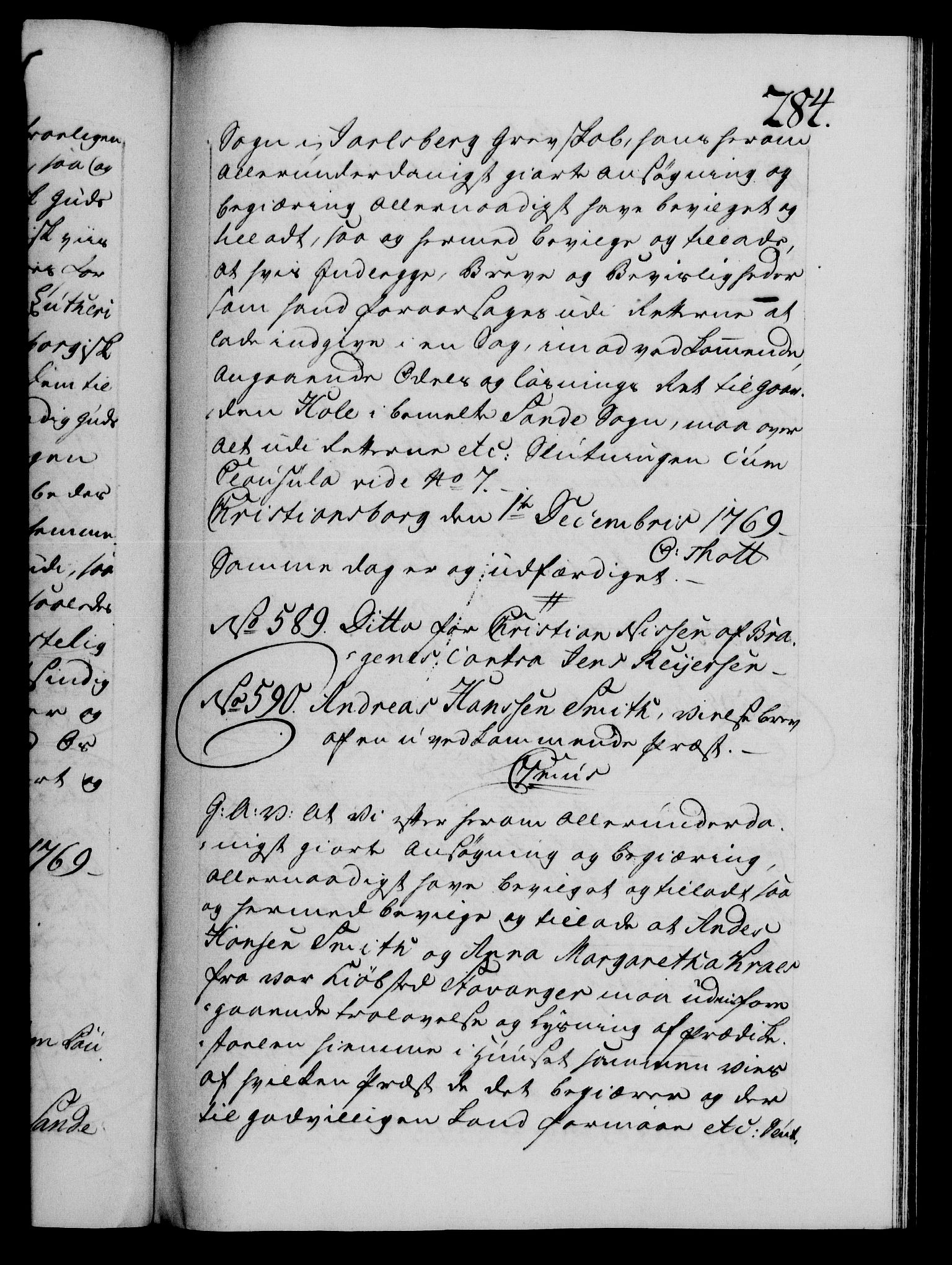 Danske Kanselli 1572-1799, AV/RA-EA-3023/F/Fc/Fca/Fcaa/L0044: Norske registre, 1769-1771, p. 284a