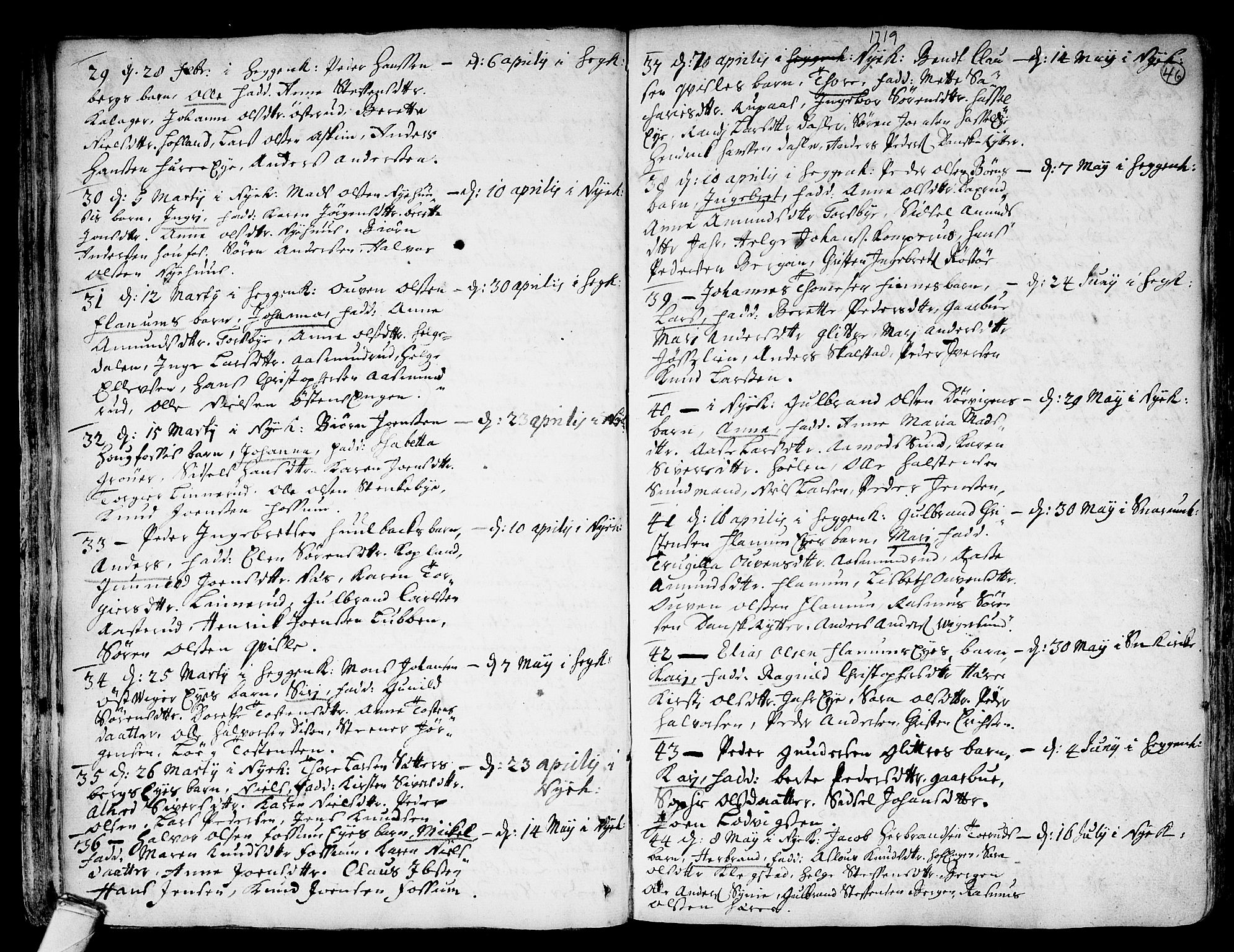 Modum kirkebøker, SAKO/A-234/F/Fa/L0001: Parish register (official) no. 1, 1712-1740, p. 46