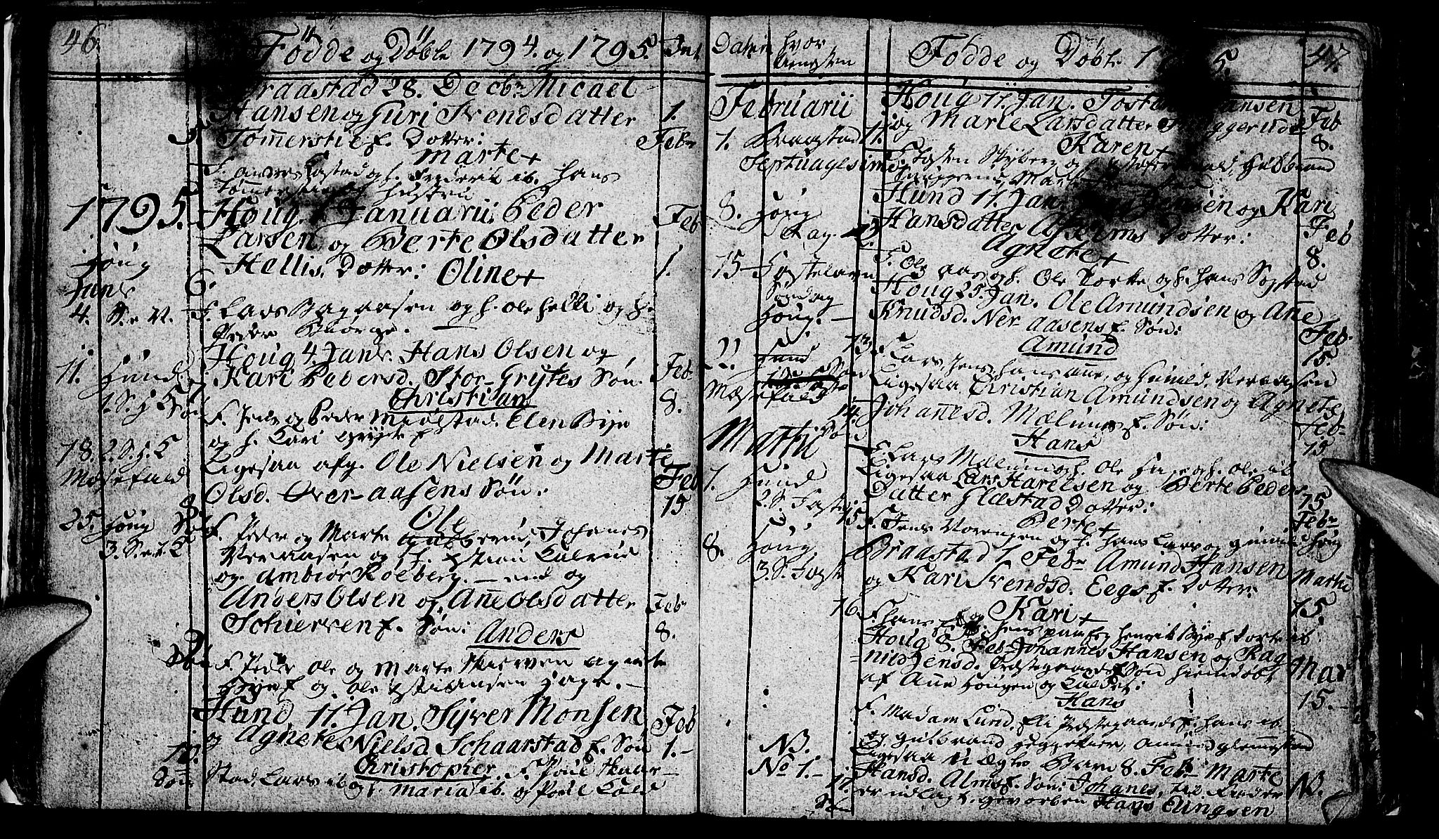 Vardal prestekontor, SAH/PREST-100/H/Ha/Hab/L0002: Parish register (copy) no. 2, 1790-1803, p. 46-47