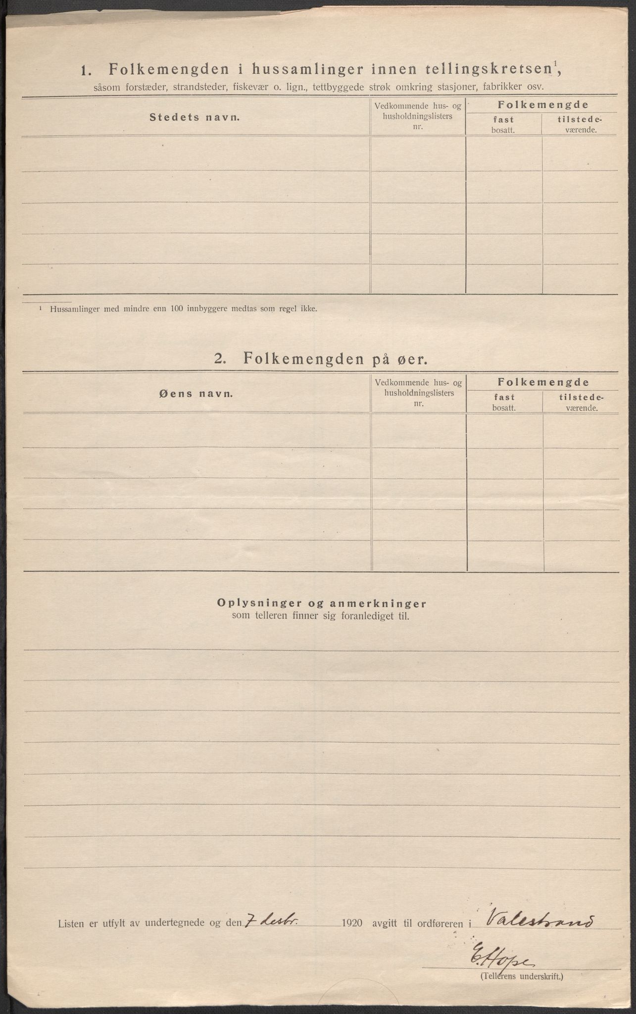 SAB, 1920 census for Valestrand, 1920, p. 15