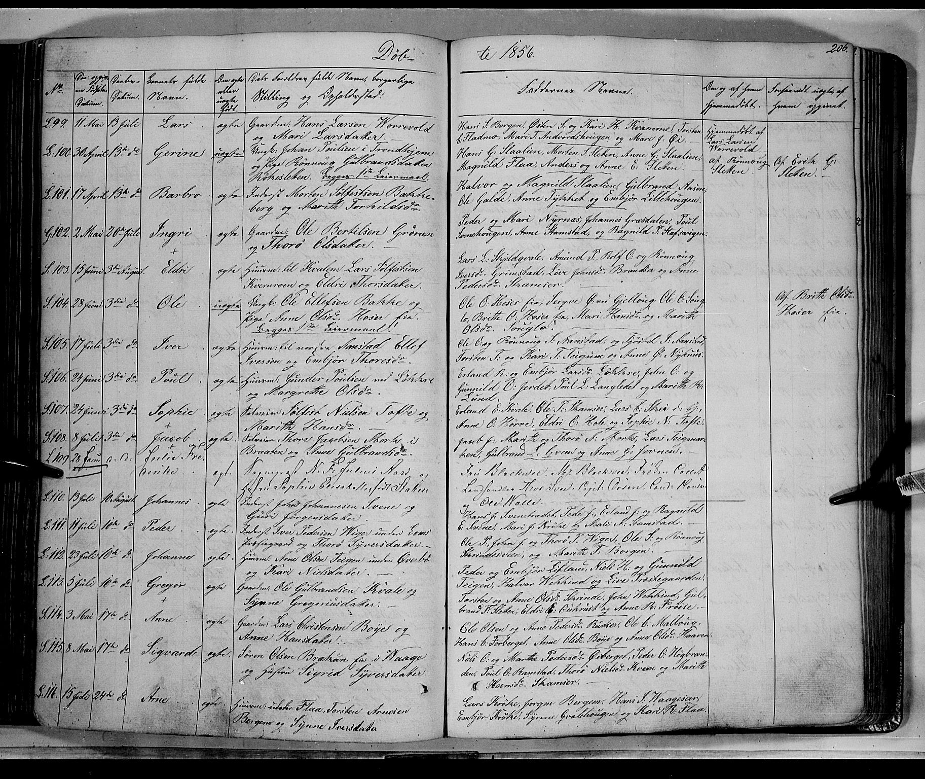 Lom prestekontor, SAH/PREST-070/K/L0006: Parish register (official) no. 6A, 1837-1863, p. 206