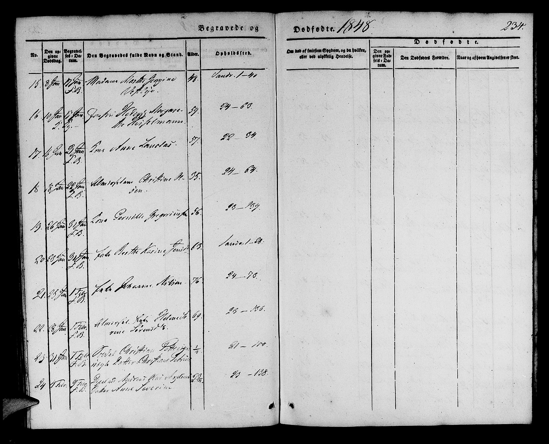 Korskirken sokneprestembete, AV/SAB-A-76101/H/Haa/L0043: Parish register (official) no. E 1, 1834-1848, p. 234