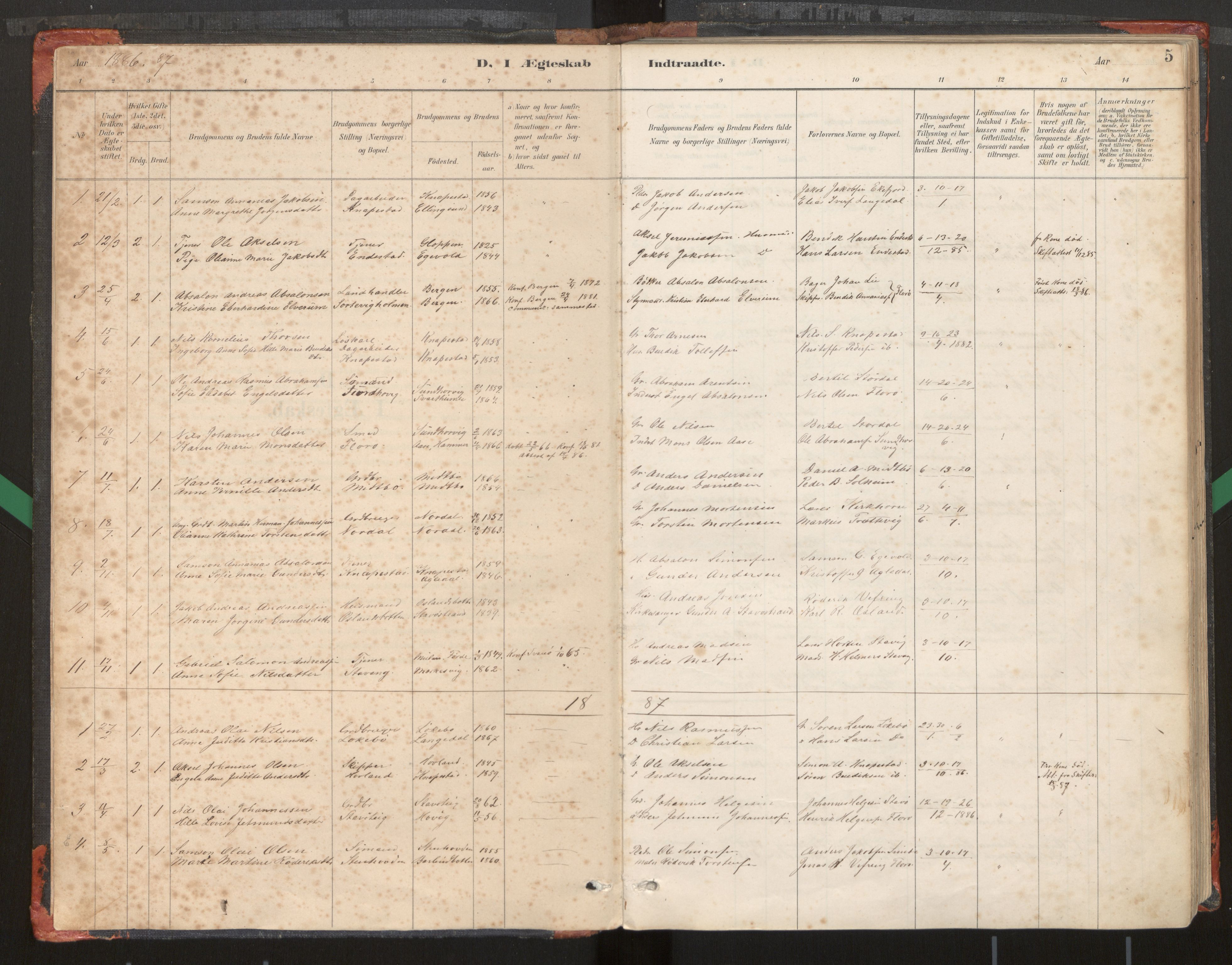 Kinn sokneprestembete, SAB/A-80801/H/Haa/Haad/L0006: Parish register (official) no. D 6, 1886-1945, p. 5