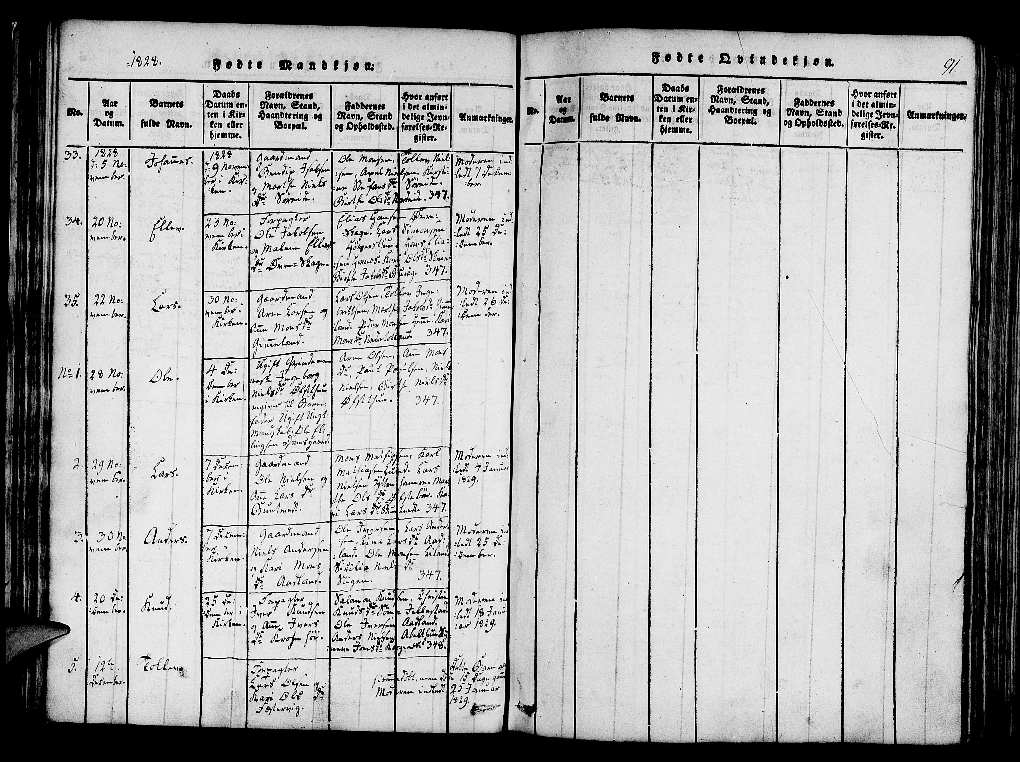 Fana Sokneprestembete, AV/SAB-A-75101/H/Haa/Haaa/L0007: Parish register (official) no. A 7, 1816-1828, p. 91