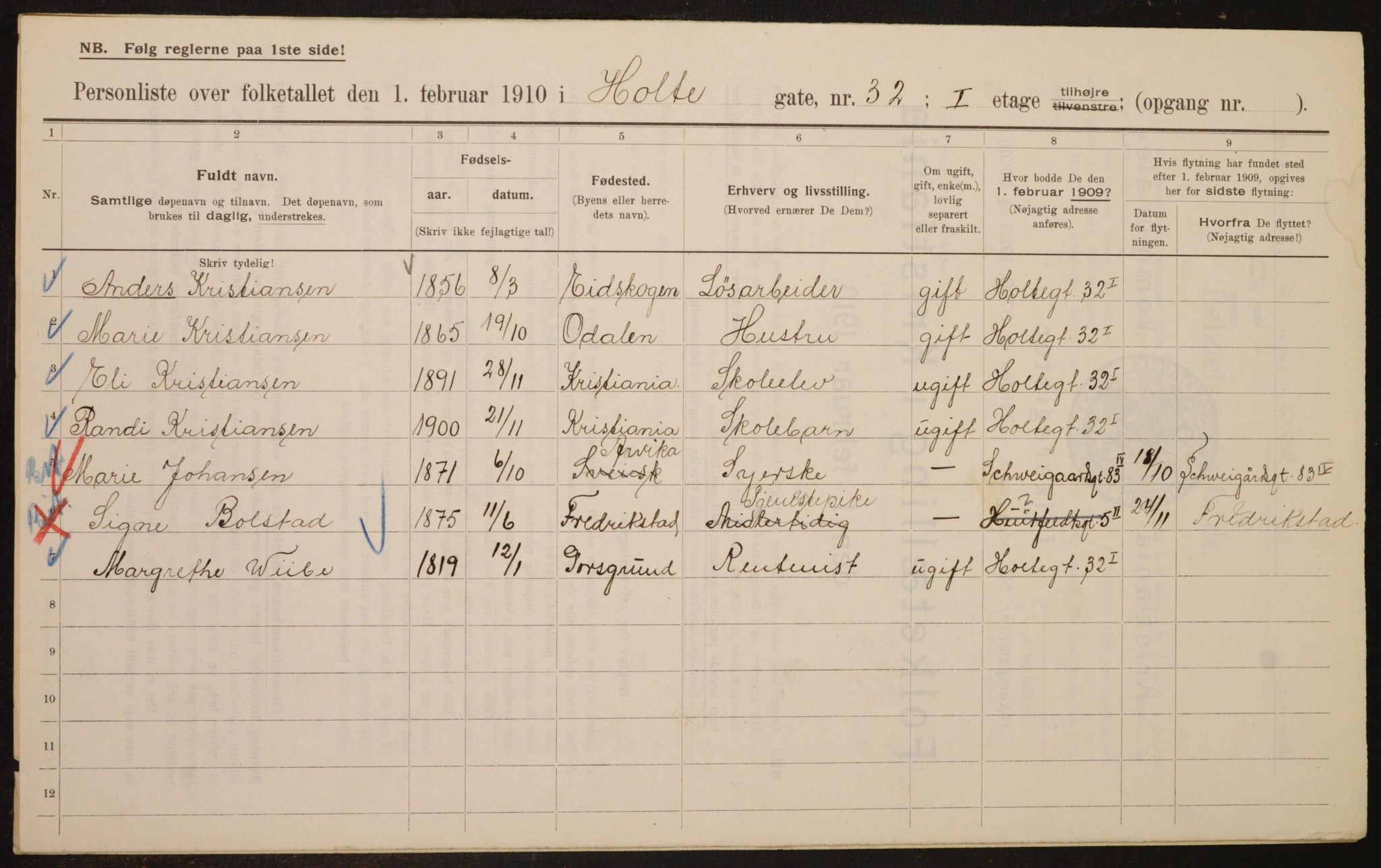 OBA, Municipal Census 1910 for Kristiania, 1910, p. 40582