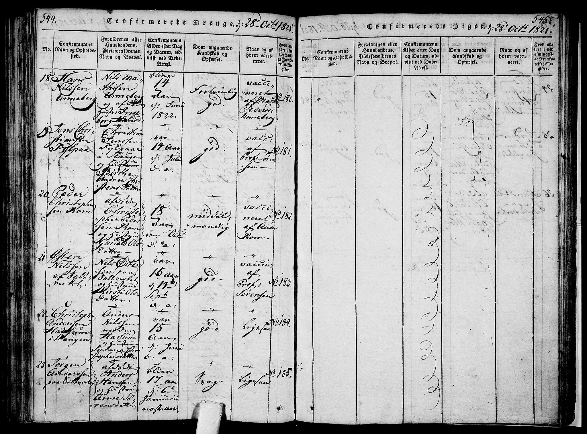 Sem kirkebøker, AV/SAKO-A-5/F/Fa/L0004: Parish register (official) no. I 4, 1814-1825, p. 544-545