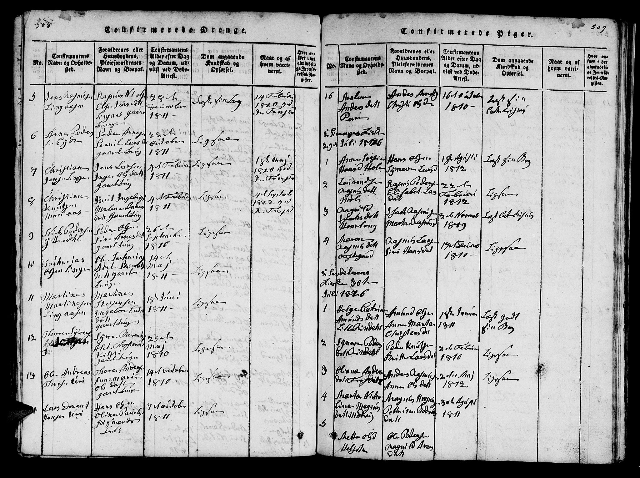 Ministerialprotokoller, klokkerbøker og fødselsregistre - Møre og Romsdal, SAT/A-1454/519/L0246: Parish register (official) no. 519A05, 1817-1834, p. 508-509