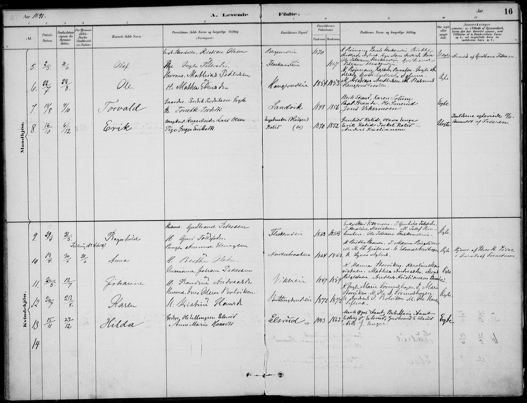 Ådal kirkebøker, AV/SAKO-A-248/F/Fa/L0003: Parish register (official) no. I 3, 1884-1903, p. 16