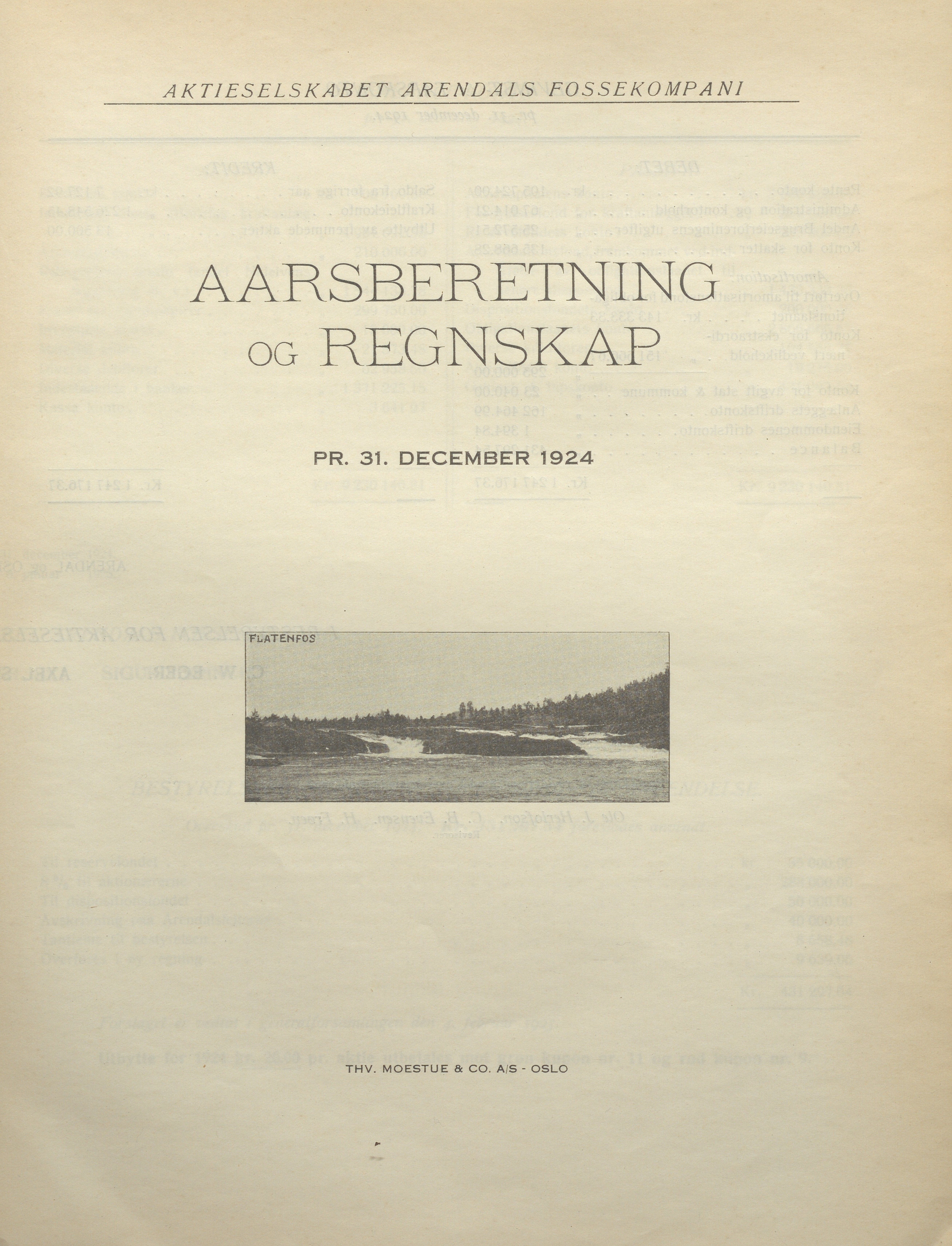 Arendals Fossekompani, AAKS/PA-2413/X/X01/L0001/0008: Beretninger, regnskap, balansekonto, gevinst- og tapskonto / Årsberetning og regnskap 1919 - 1927, 1919-1927, p. 18