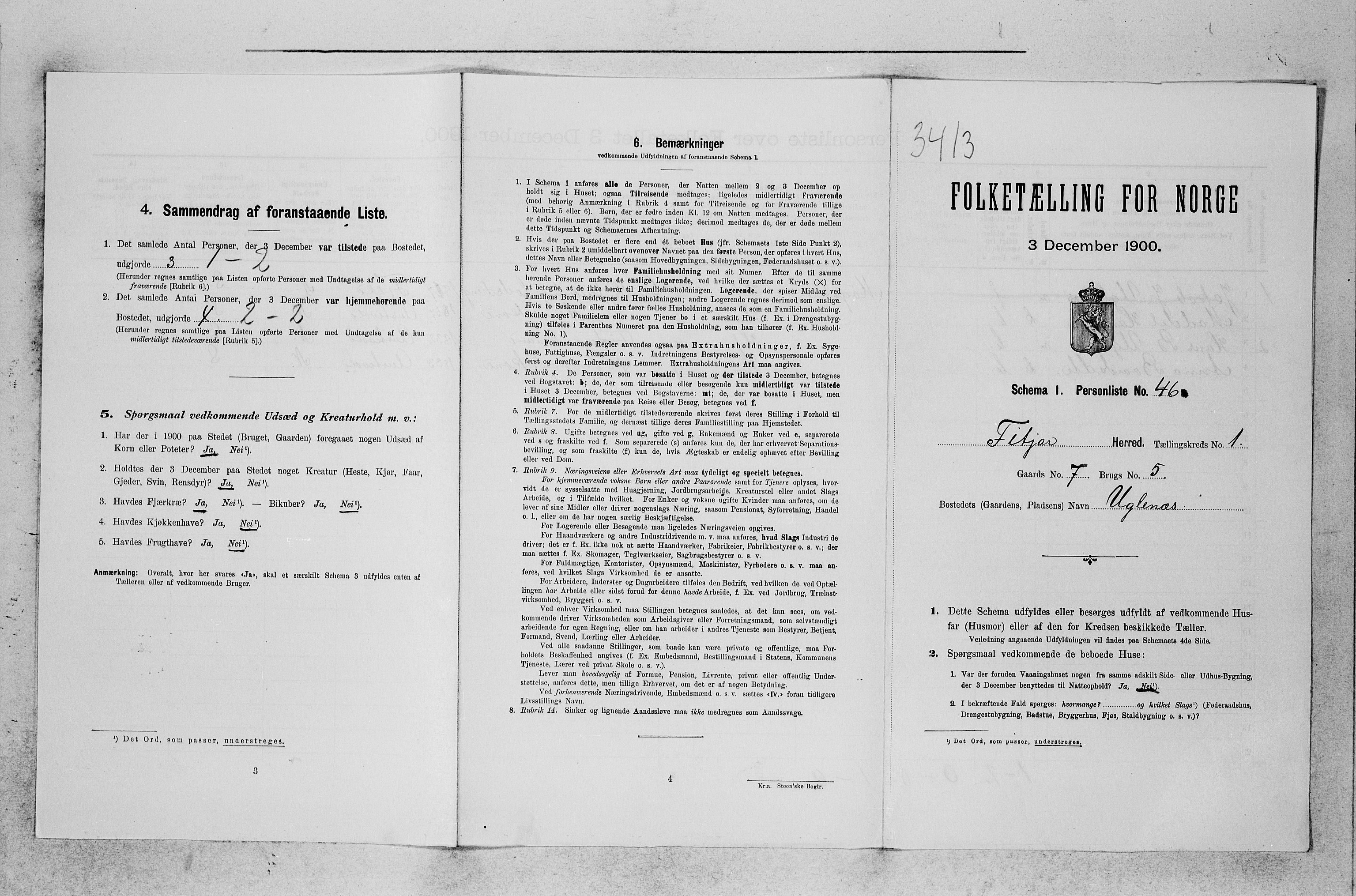 SAB, 1900 census for Fitjar, 1900, p. 149