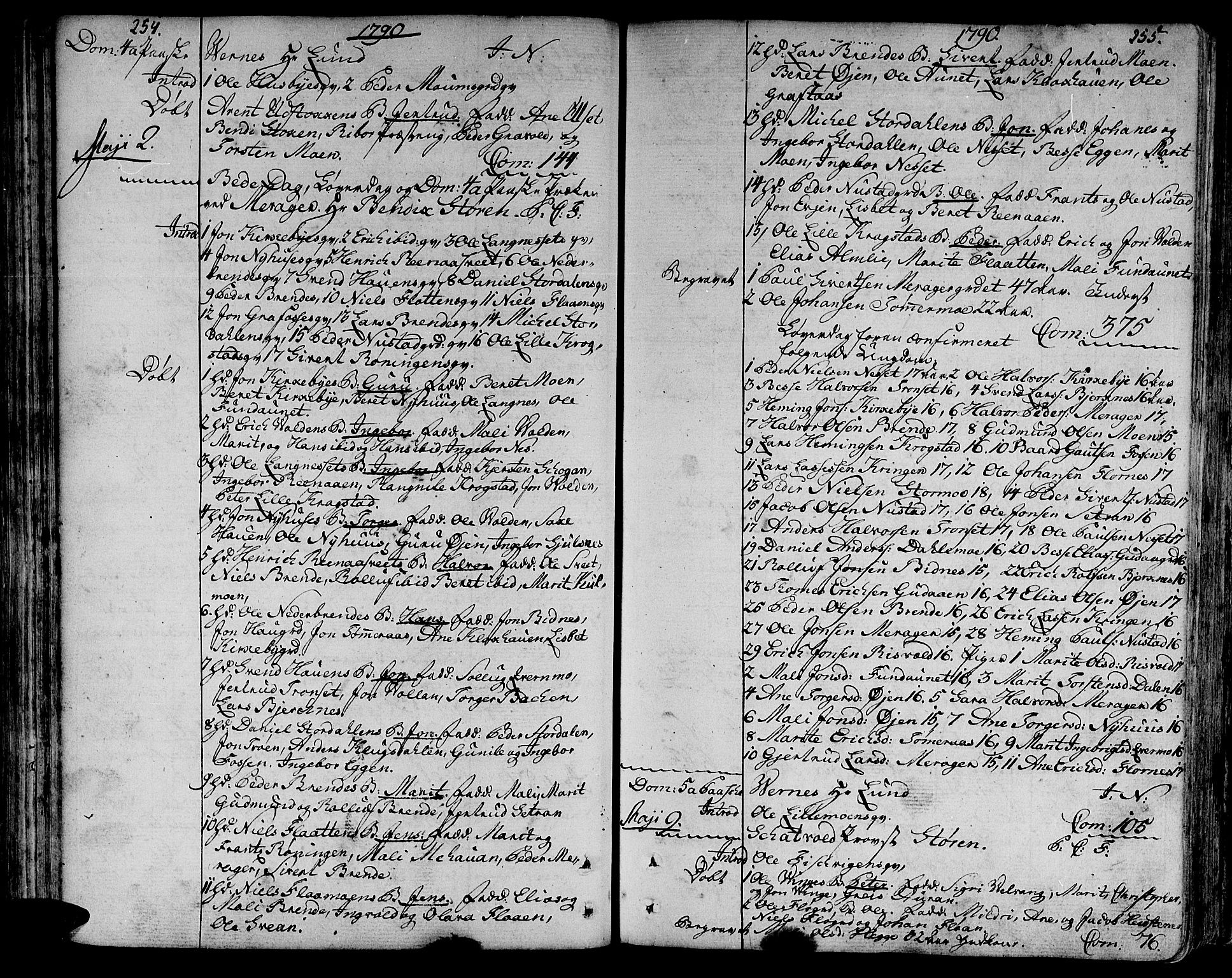 Ministerialprotokoller, klokkerbøker og fødselsregistre - Nord-Trøndelag, SAT/A-1458/709/L0059: Parish register (official) no. 709A06, 1781-1797, p. 254-255