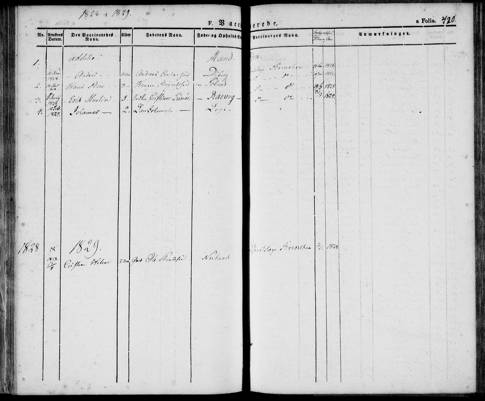 Flekkefjord sokneprestkontor, AV/SAK-1111-0012/F/Fa/Fac/L0003: Parish register (official) no. A 3, 1826-1841, p. 420