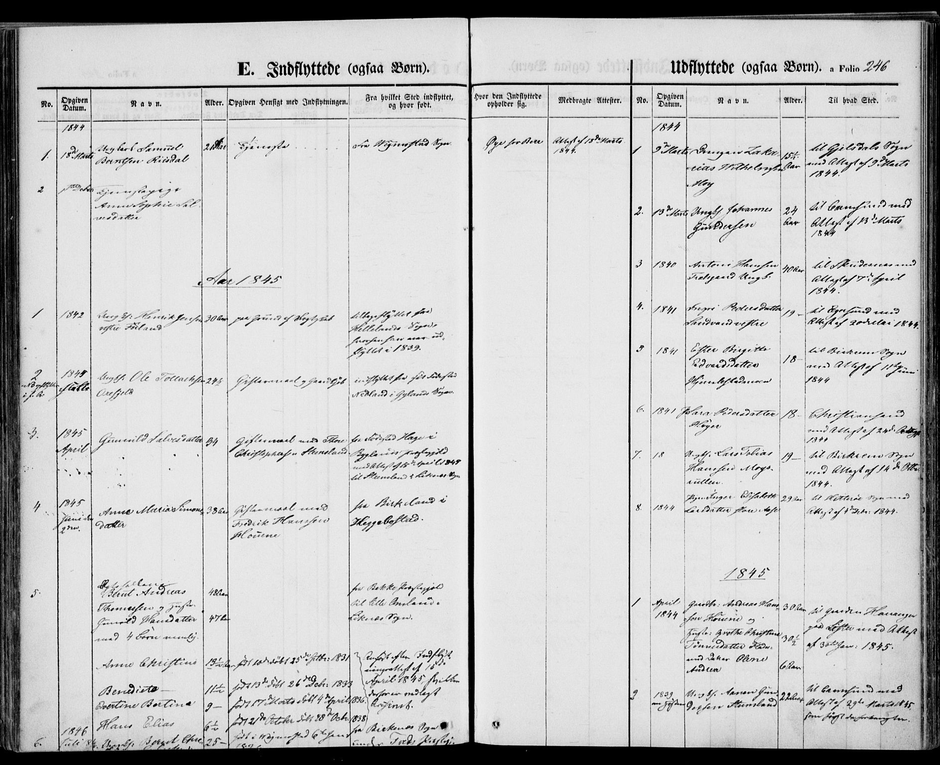 Kvinesdal sokneprestkontor, SAK/1111-0026/F/Fa/Fab/L0005: Parish register (official) no. A 5, 1844-1857, p. 246