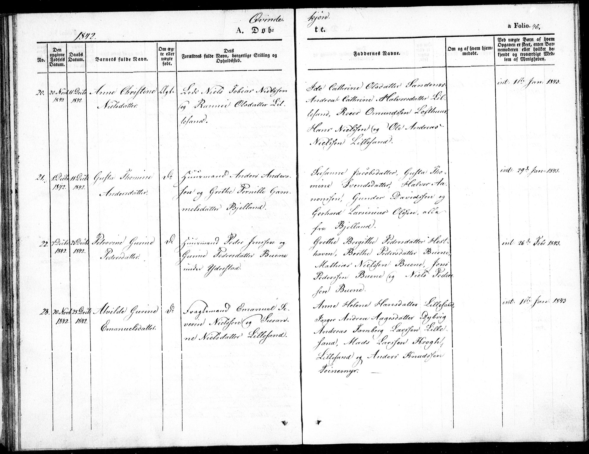 Vestre Moland sokneprestkontor, AV/SAK-1111-0046/F/Fb/Fbb/L0002: Parish register (copy) no. B 2, 1836-1851, p. 45