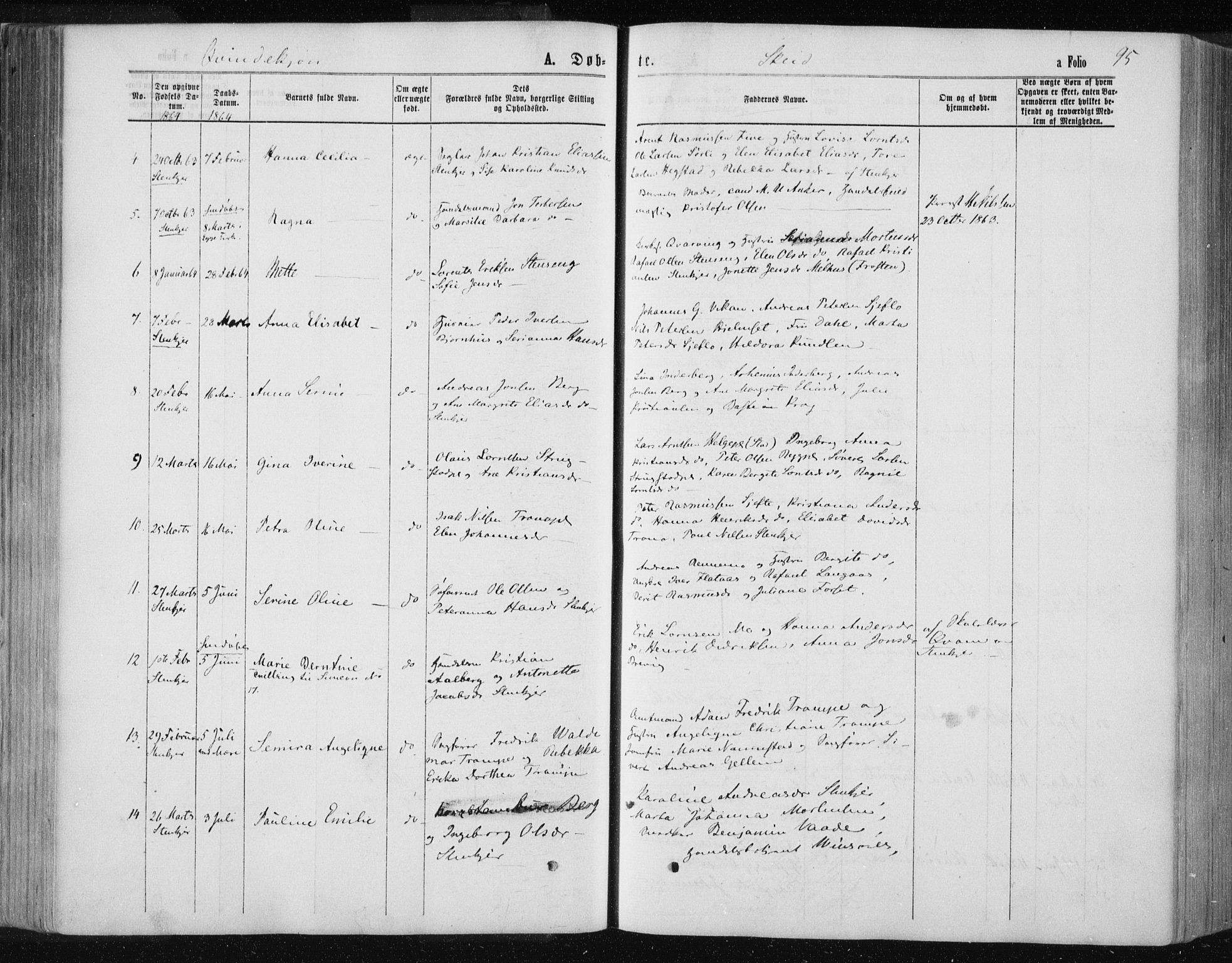 Ministerialprotokoller, klokkerbøker og fødselsregistre - Nord-Trøndelag, AV/SAT-A-1458/735/L0345: Parish register (official) no. 735A08 /2, 1863-1872, p. 95