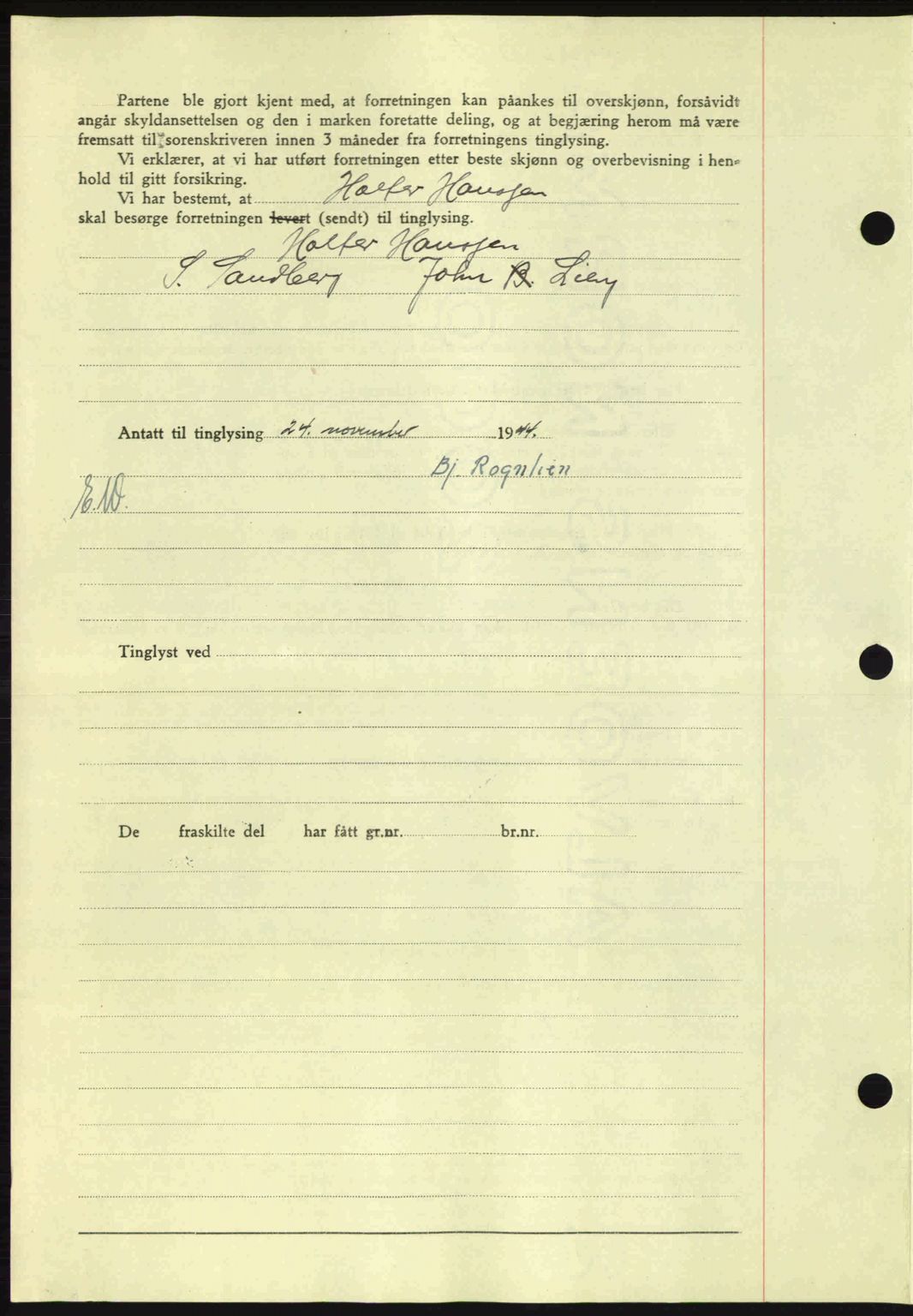 Salten sorenskriveri, SAT/A-4578/1/2/2C: Mortgage book no. A14-15, 1943-1945, Diary no: : 2520/1944