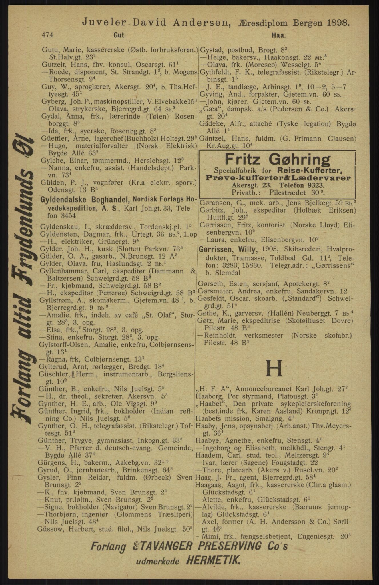 Kristiania/Oslo adressebok, PUBL/-, 1913, p. 486
