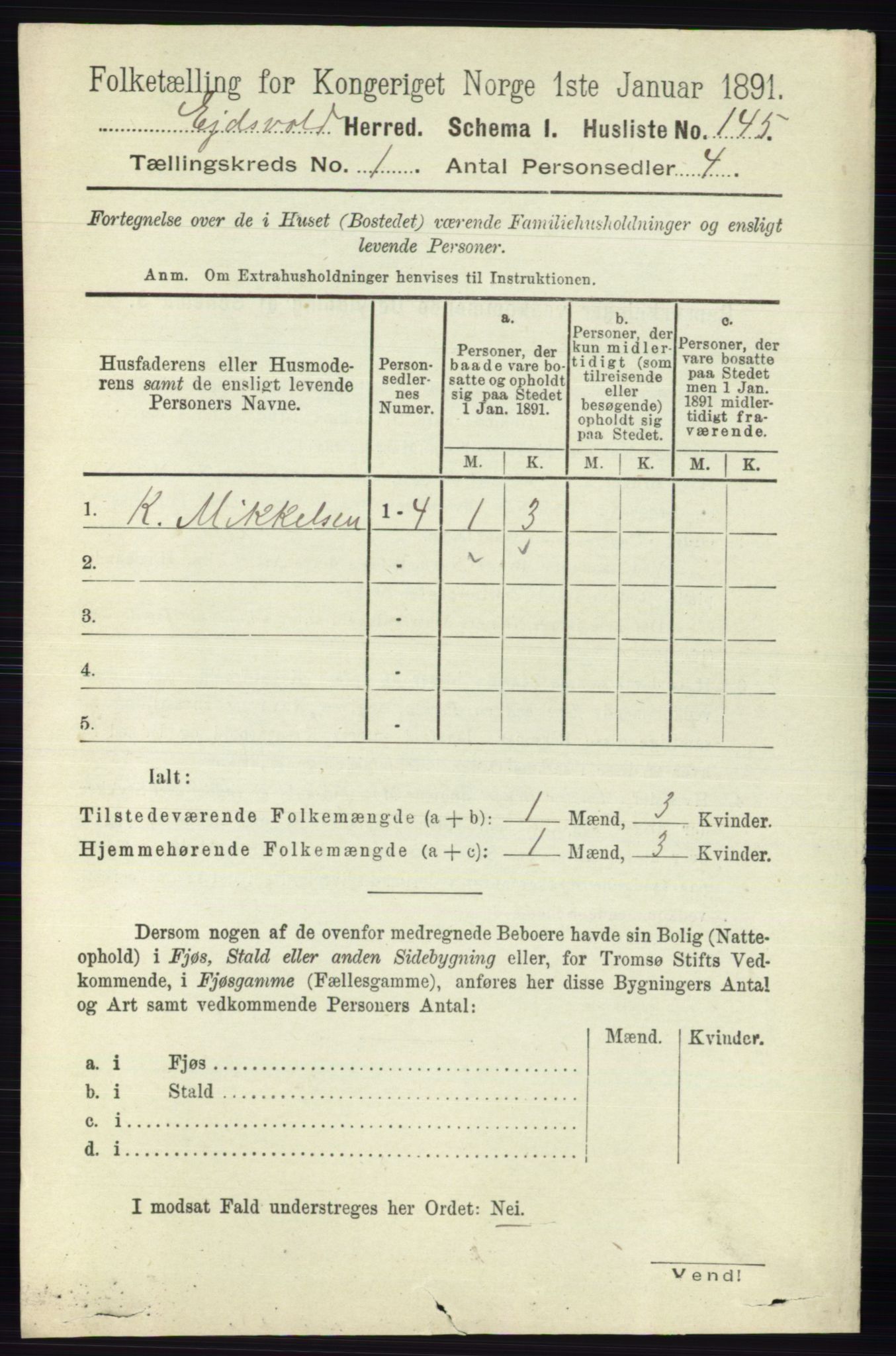 RA, 1891 census for 0237 Eidsvoll, 1891, p. 192