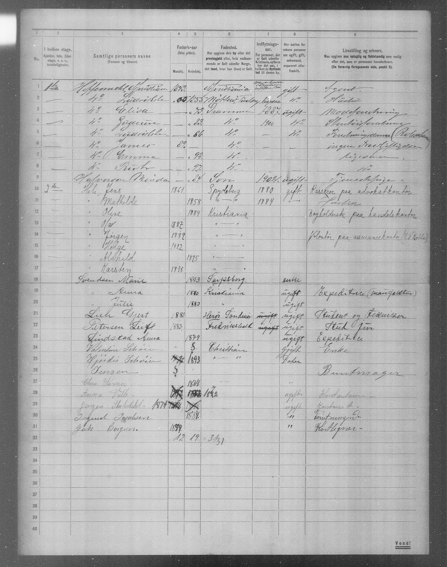 OBA, Municipal Census 1904 for Kristiania, 1904, p. 6837