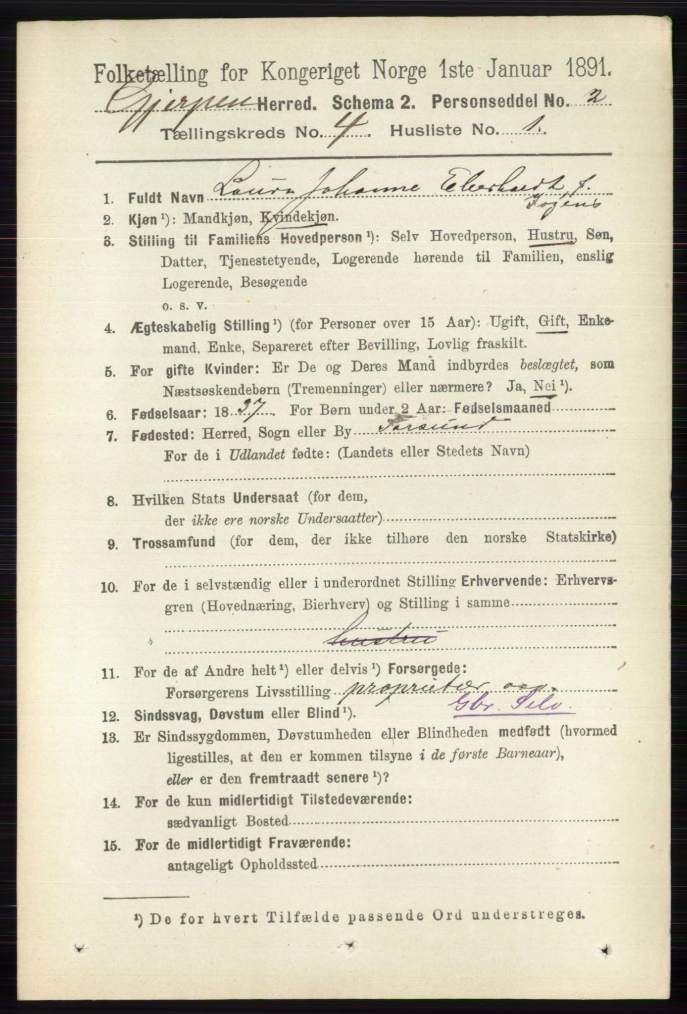 RA, 1891 census for 0812 Gjerpen, 1891, p. 1951