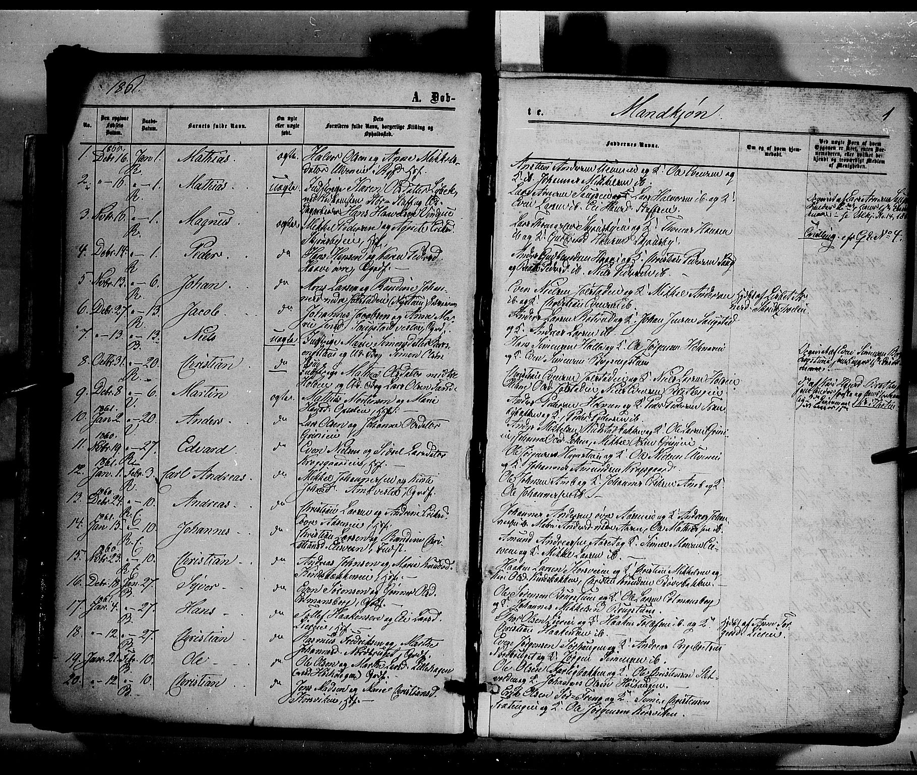 Ringsaker prestekontor, AV/SAH-PREST-014/K/Ka/L0010: Parish register (official) no. 10, 1861-1869, p. 1