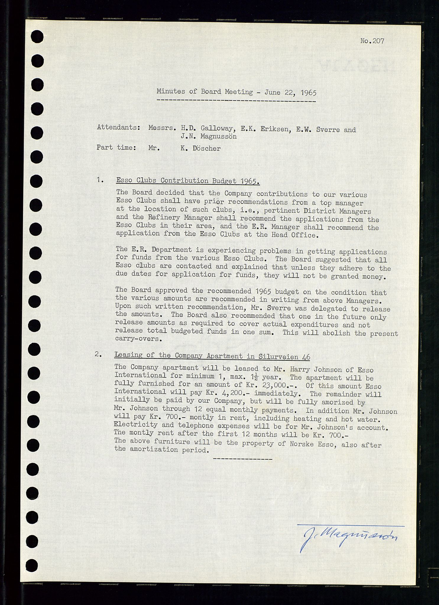 Pa 0982 - Esso Norge A/S, AV/SAST-A-100448/A/Aa/L0002/0001: Den administrerende direksjon Board minutes (styrereferater) / Den administrerende direksjon Board minutes (styrereferater), 1965, p. 94