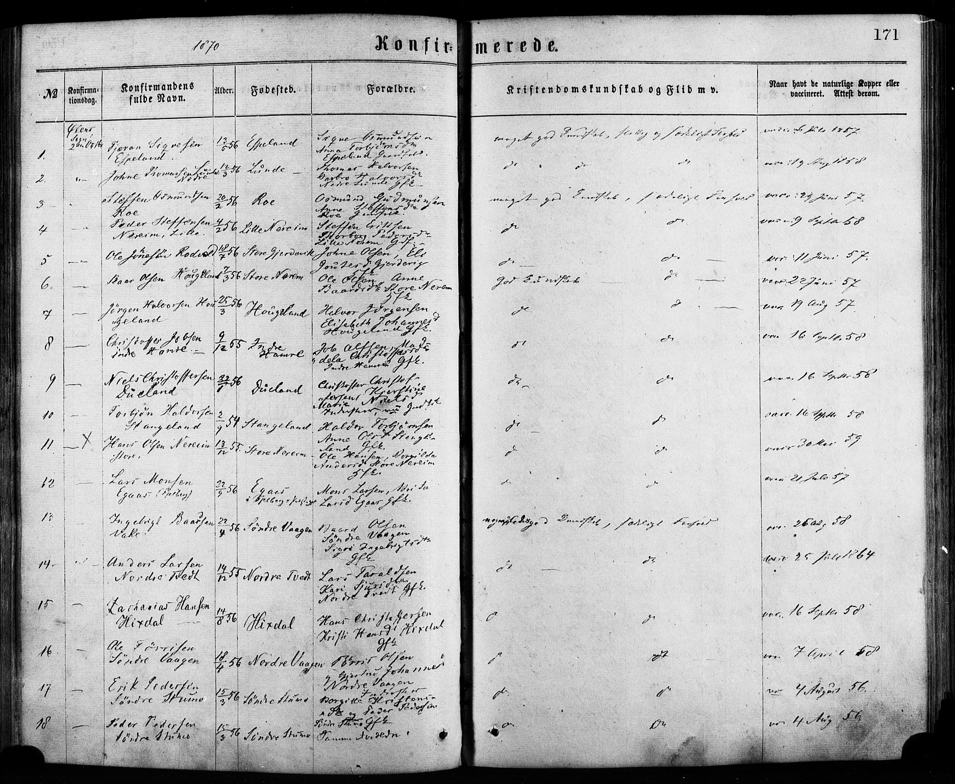 Fjelberg sokneprestembete, SAB/A-75201/H/Haa: Parish register (official) no. A 8, 1866-1879, p. 171