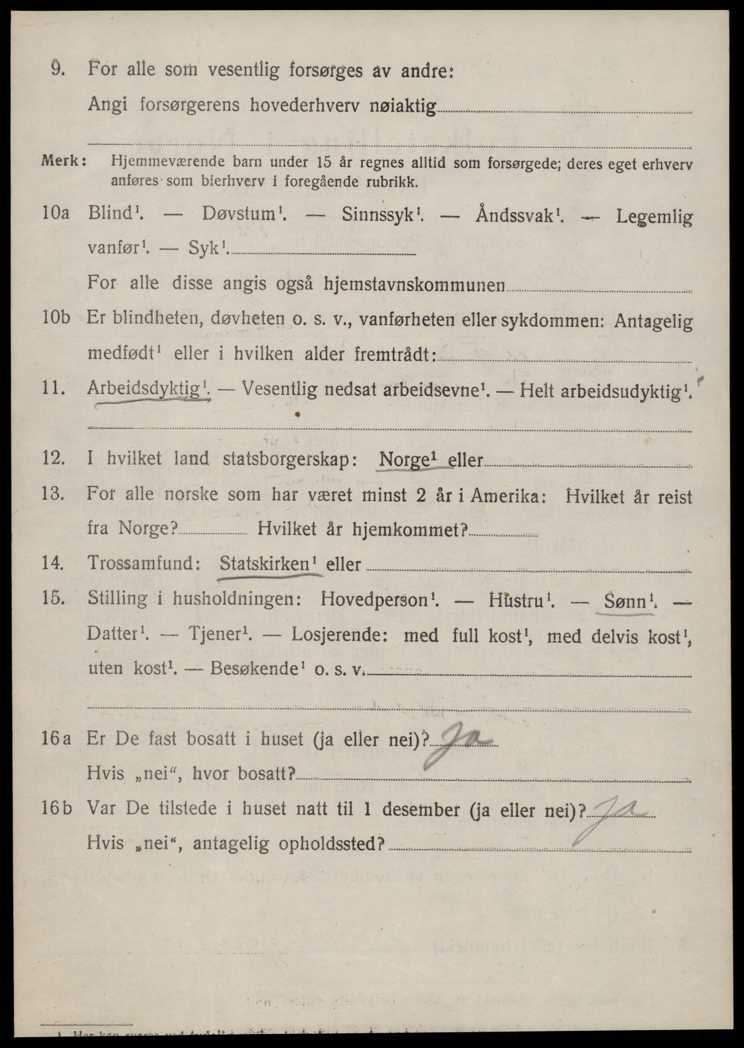 SAT, 1920 census for Sunnylven, 1920, p. 1119
