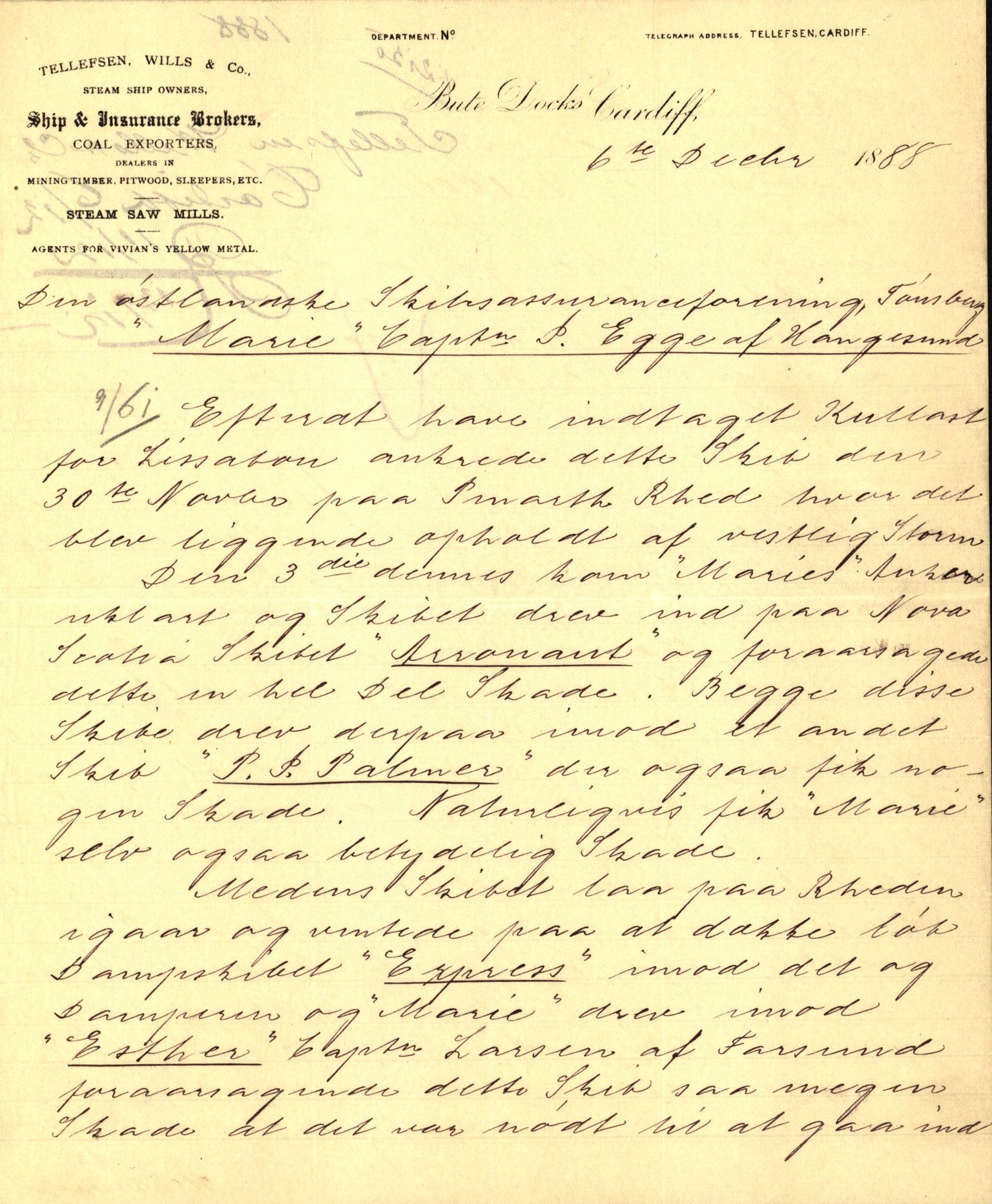 Pa 63 - Østlandske skibsassuranceforening, VEMU/A-1079/G/Ga/L0022/0008: Havaridokumenter / Magna av Haugesund, Marie, Mars, Mary, Mizpa, 1888, p. 25