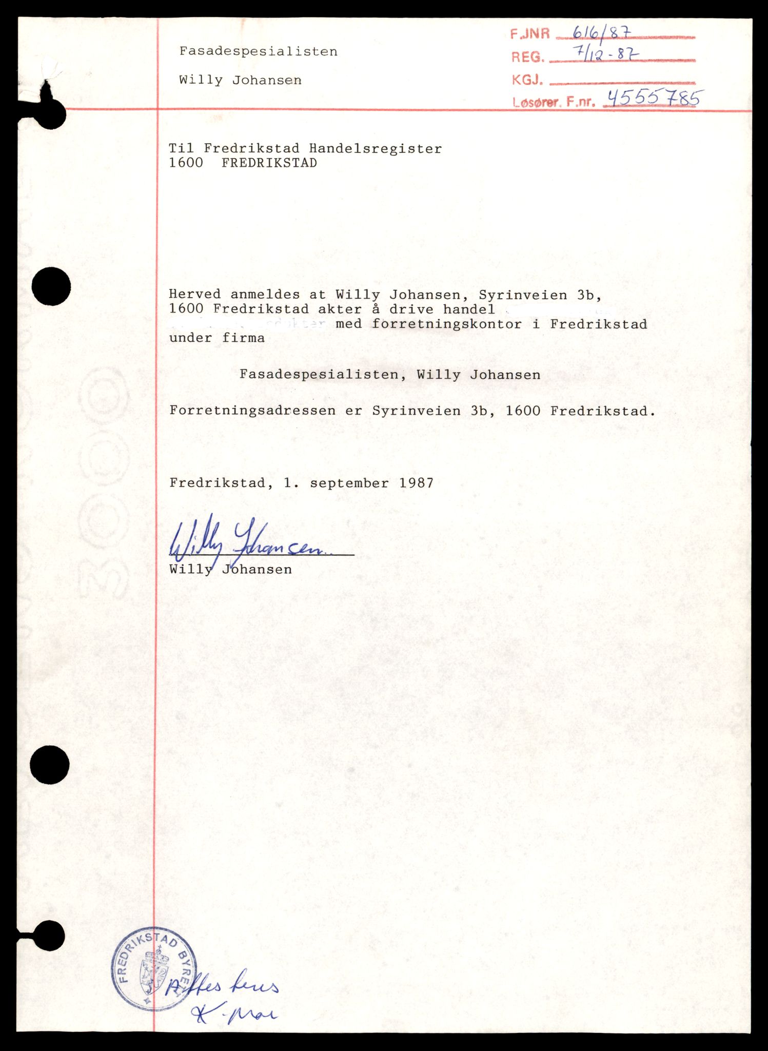 Fredrikstad tingrett, AV/SAT-A-10473/K/Ka/Kab/L0002: Enkeltmannsforetak, F-K, 1944-1990, p. 15