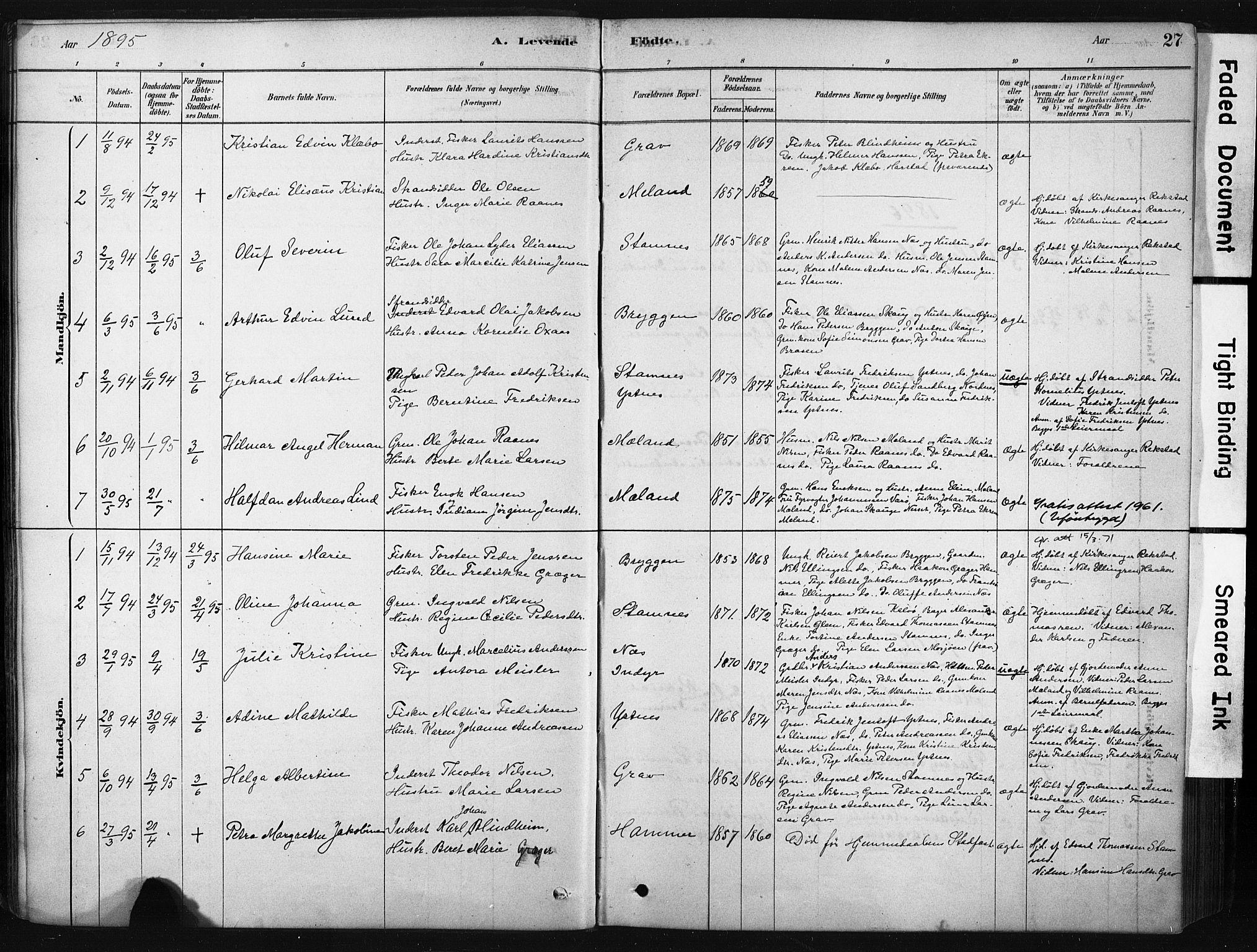 Ministerialprotokoller, klokkerbøker og fødselsregistre - Nordland, AV/SAT-A-1459/808/L0128: Parish register (official) no. 808A01, 1880-1902, p. 27