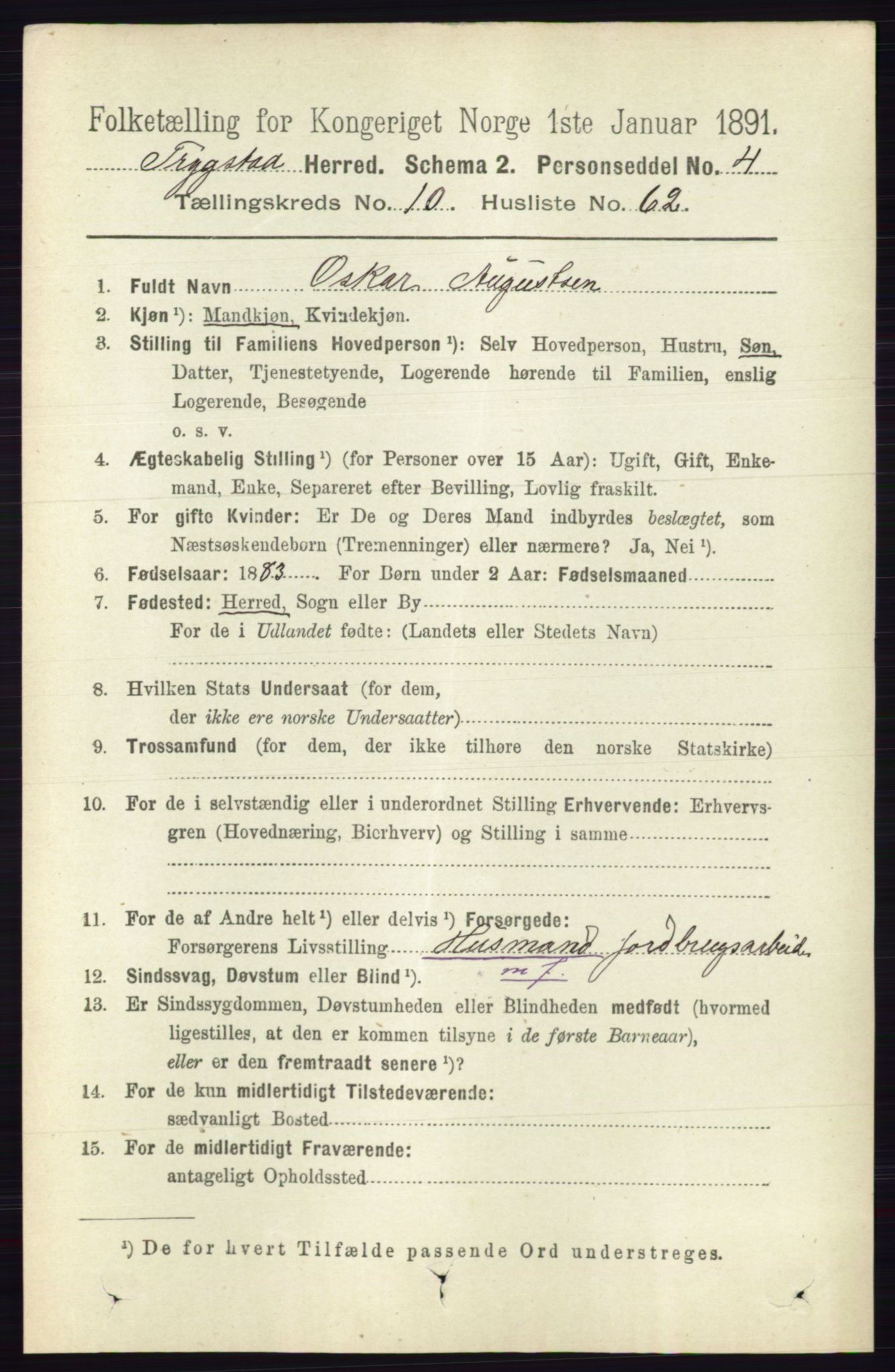 RA, 1891 Census for 0122 Trøgstad, 1891, p. 4640