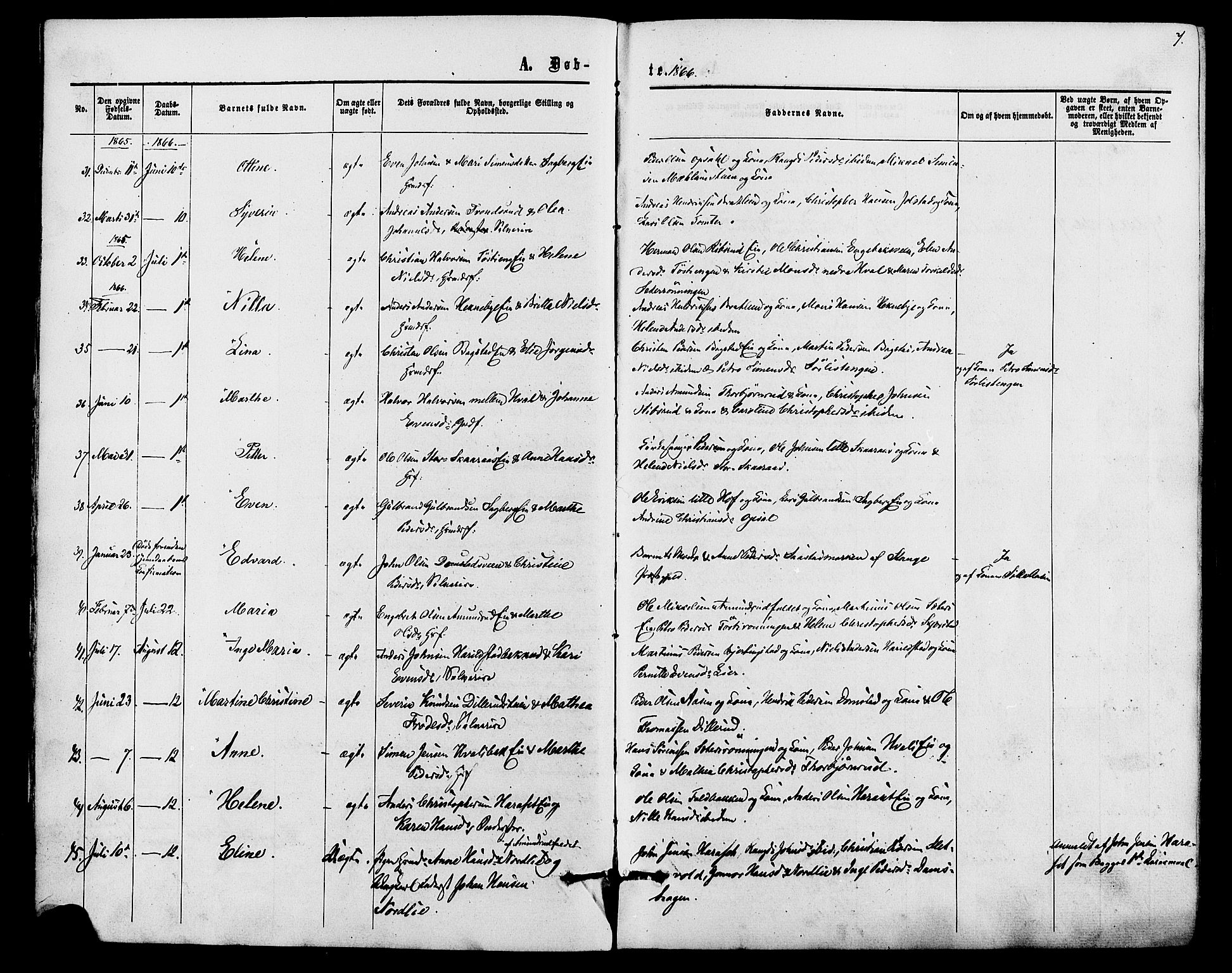 Romedal prestekontor, AV/SAH-PREST-004/K/L0006: Parish register (official) no. 6, 1866-1886, p. 7