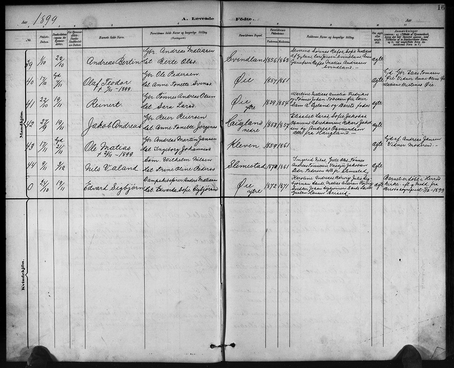 Kvinesdal sokneprestkontor, AV/SAK-1111-0026/F/Fb/Fbb/L0003: Parish register (copy) no. B 3, 1898-1916, p. 16