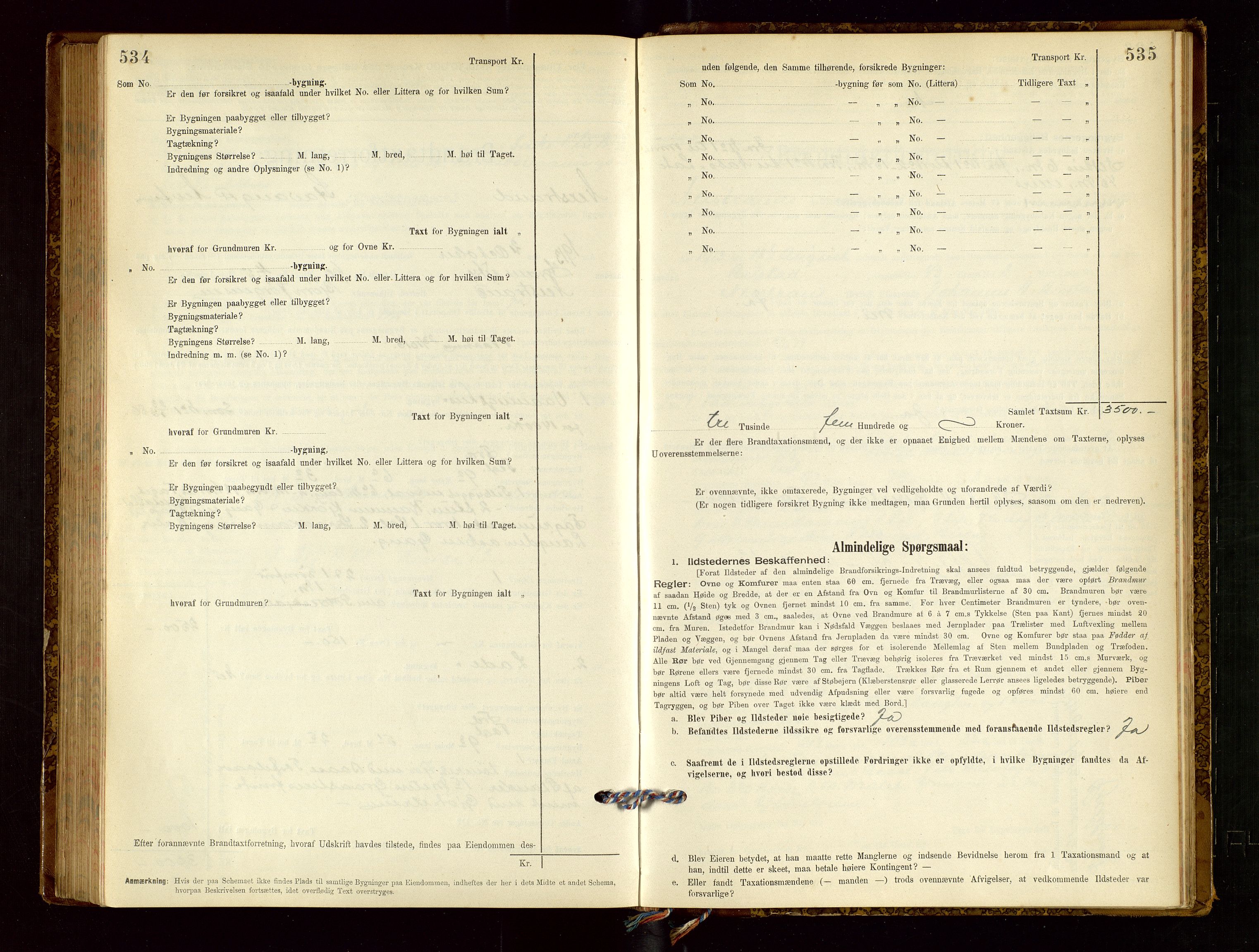 Nedstrand lensmannskontor, AV/SAST-A-100236/Gob/L0001: "Brandtaxationsprotokol for Nerstrand Lensmandsdistrikt Ryfylke fogderi", 1895-1915, p. 534-535