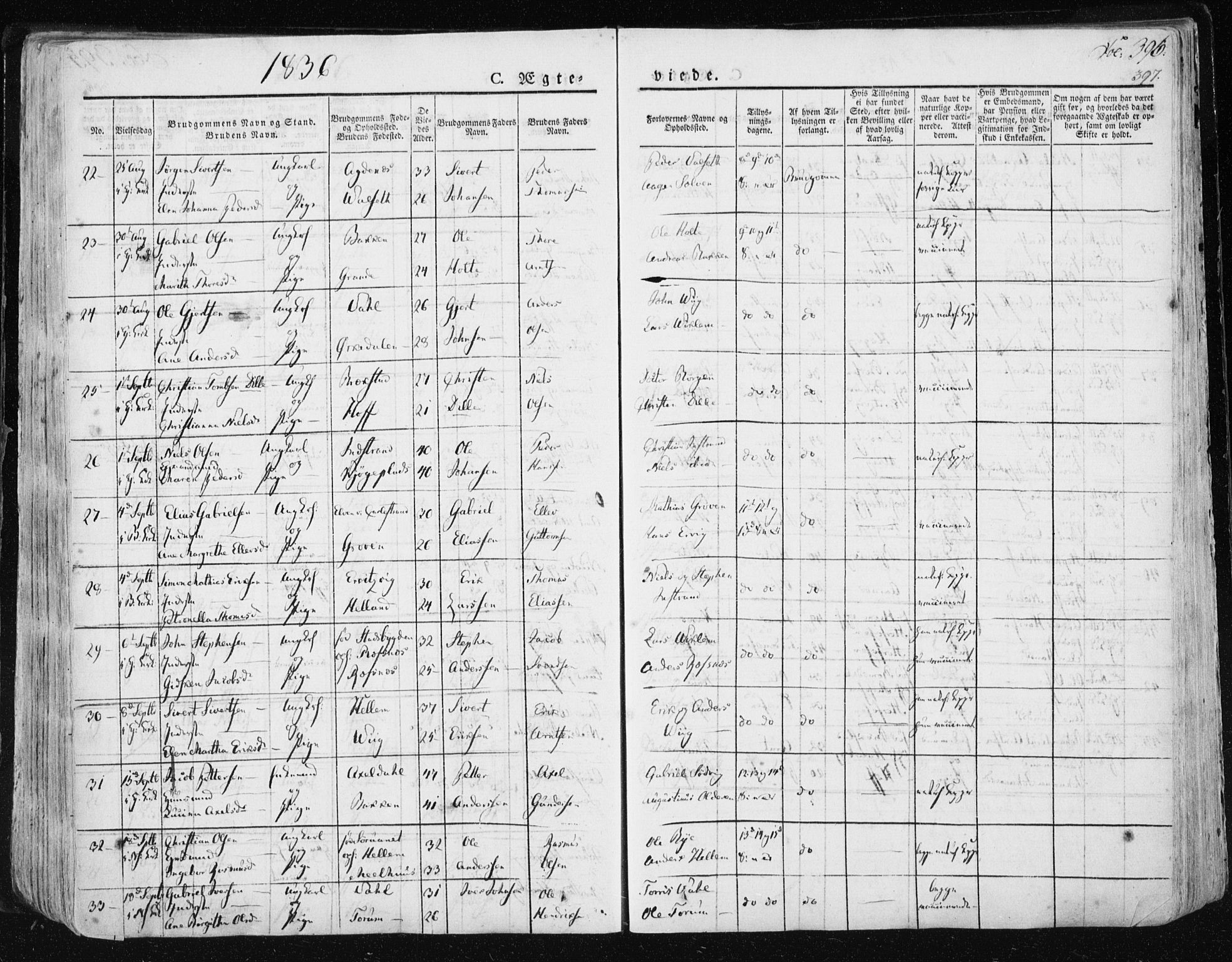 Ministerialprotokoller, klokkerbøker og fødselsregistre - Sør-Trøndelag, SAT/A-1456/659/L0735: Parish register (official) no. 659A05, 1826-1841, p. 396