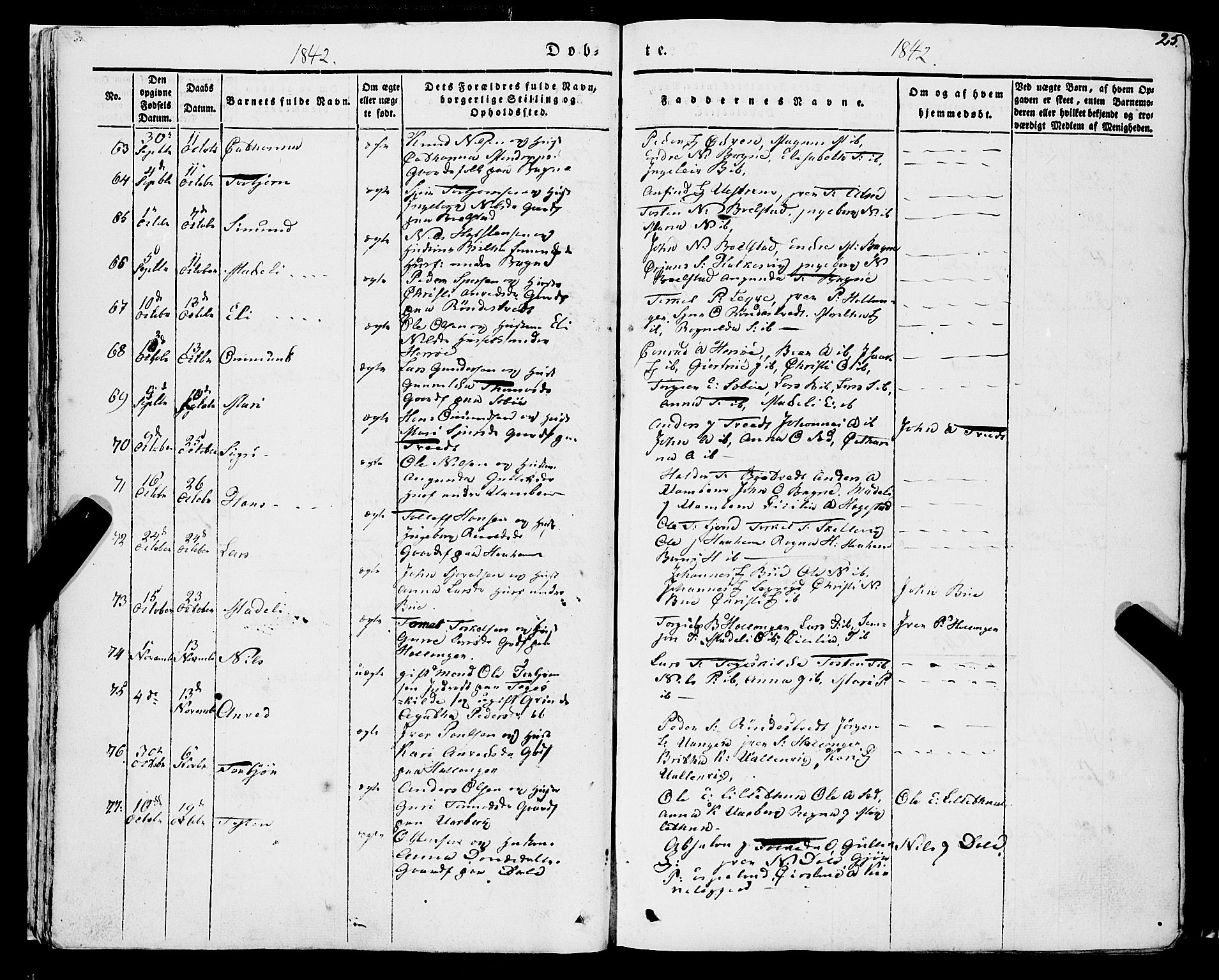 Ulvik sokneprestembete, AV/SAB-A-78801/H/Haa: Parish register (official) no. A 12, 1839-1853, p. 25