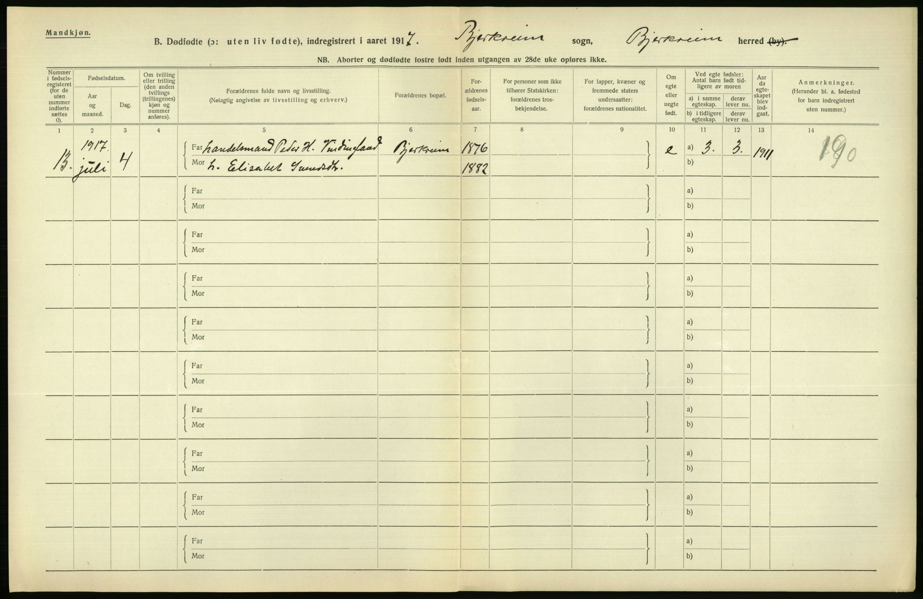 Statistisk sentralbyrå, Sosiodemografiske emner, Befolkning, RA/S-2228/D/Df/Dfb/Dfbg/L0033: Stavanger amt: Døde, dødfødte. Bygder og byer., 1917, p. 636