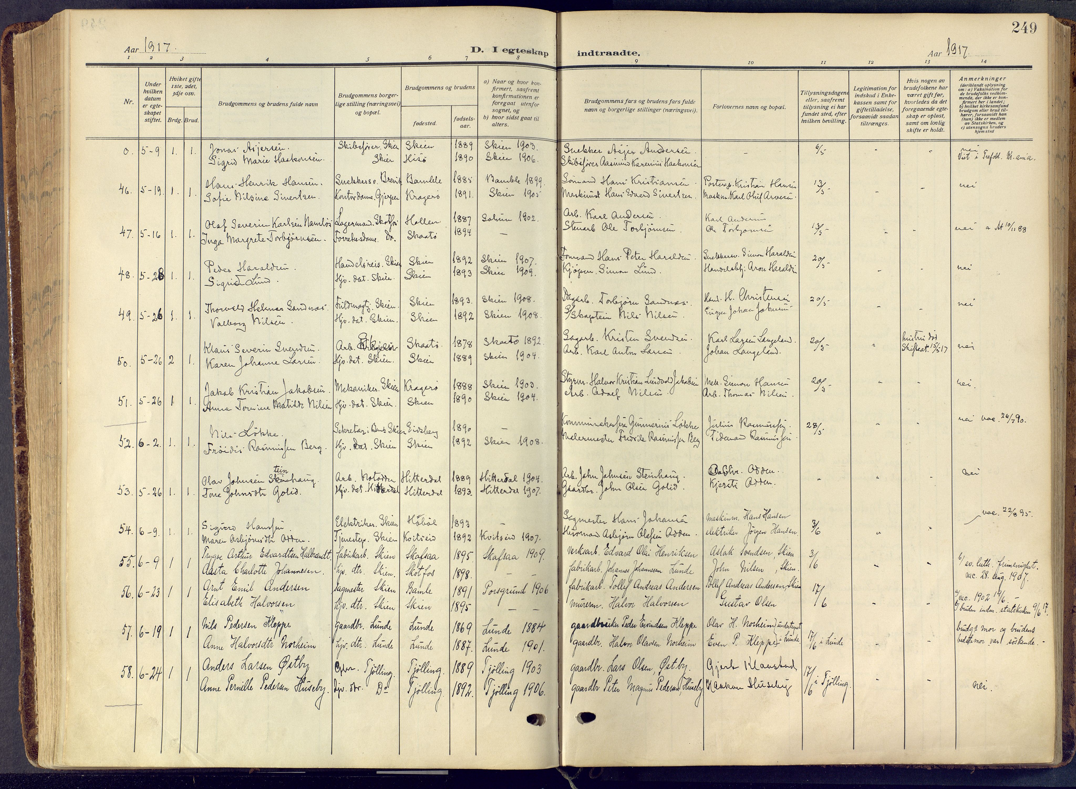 Skien kirkebøker, SAKO/A-302/F/Fa/L0013: Parish register (official) no. 13, 1915-1921, p. 249
