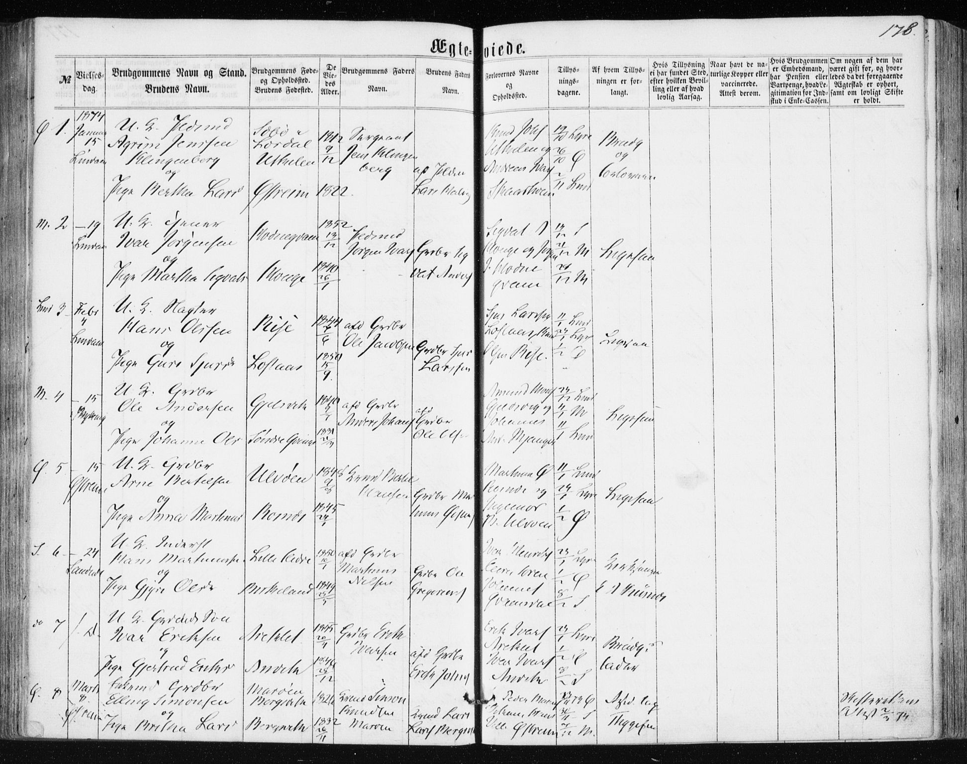 Lindås Sokneprestembete, SAB/A-76701/H/Haa: Parish register (official) no. A 16, 1863-1875, p. 178