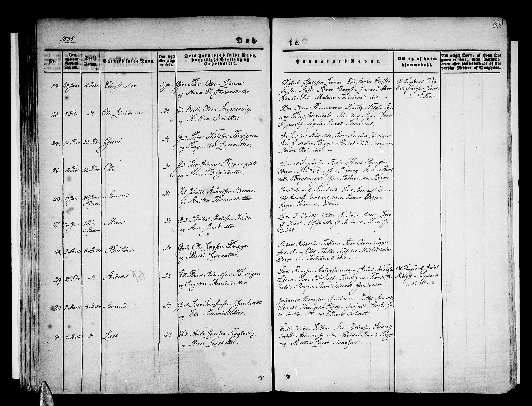 Strandebarm sokneprestembete, SAB/A-78401/H/Haa: Parish register (official) no. A 6, 1826-1843, p. 65