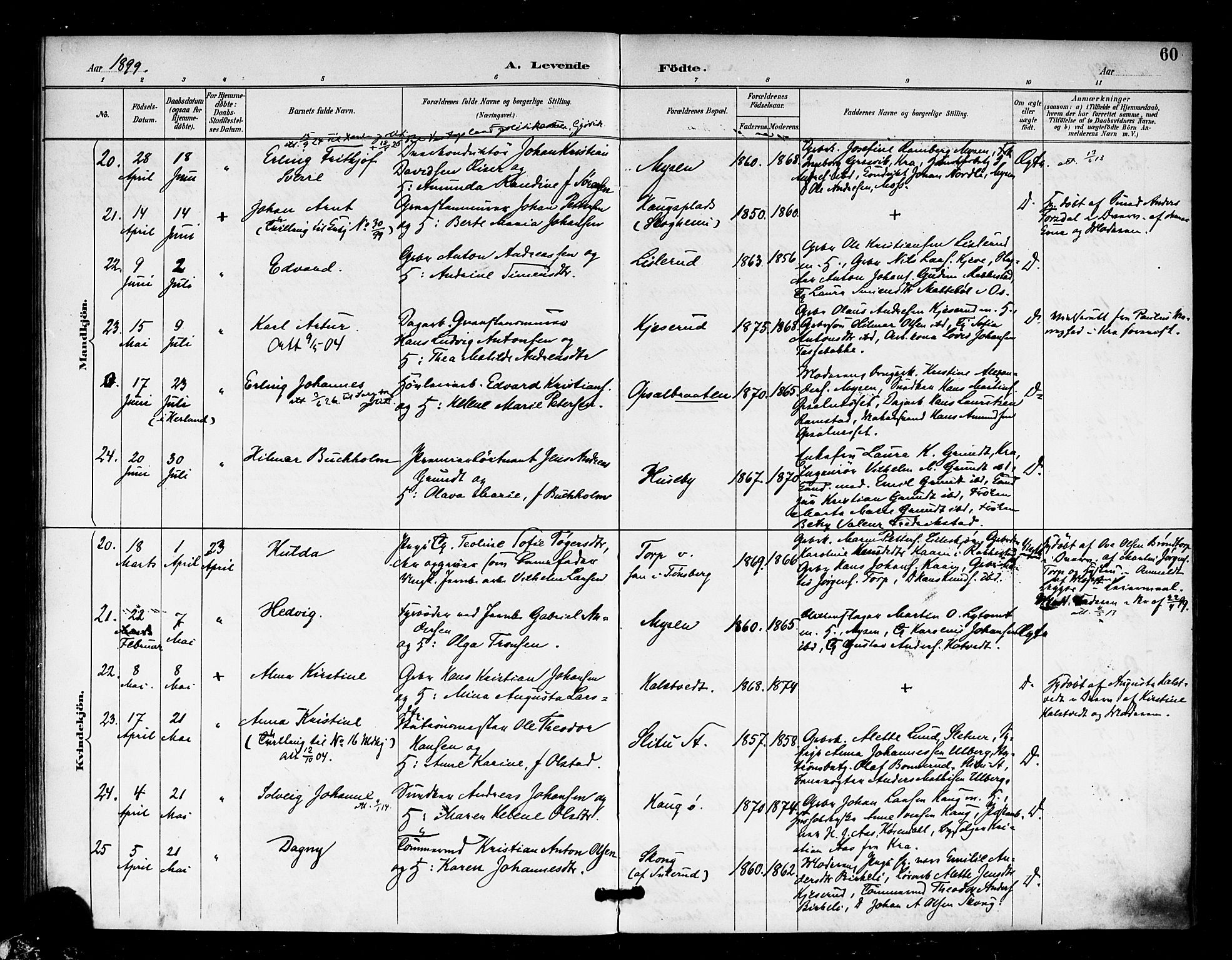 Eidsberg prestekontor Kirkebøker, SAO/A-10905/F/Fa/L0013: Parish register (official) no. I 13, 1890-1901, p. 60