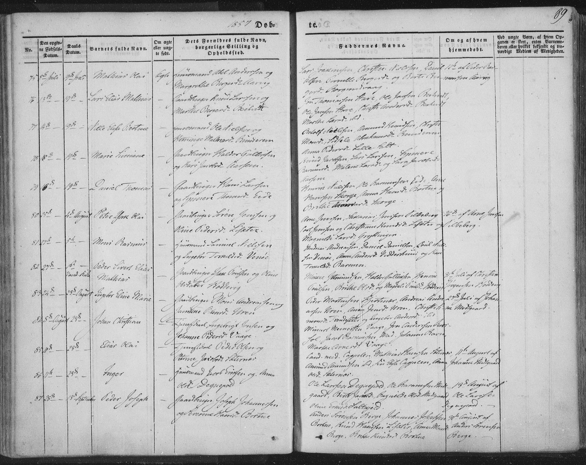 Selje sokneprestembete, SAB/A-99938/H/Ha/Haa/Haaa: Parish register (official) no. A 10, 1844-1858, p. 89