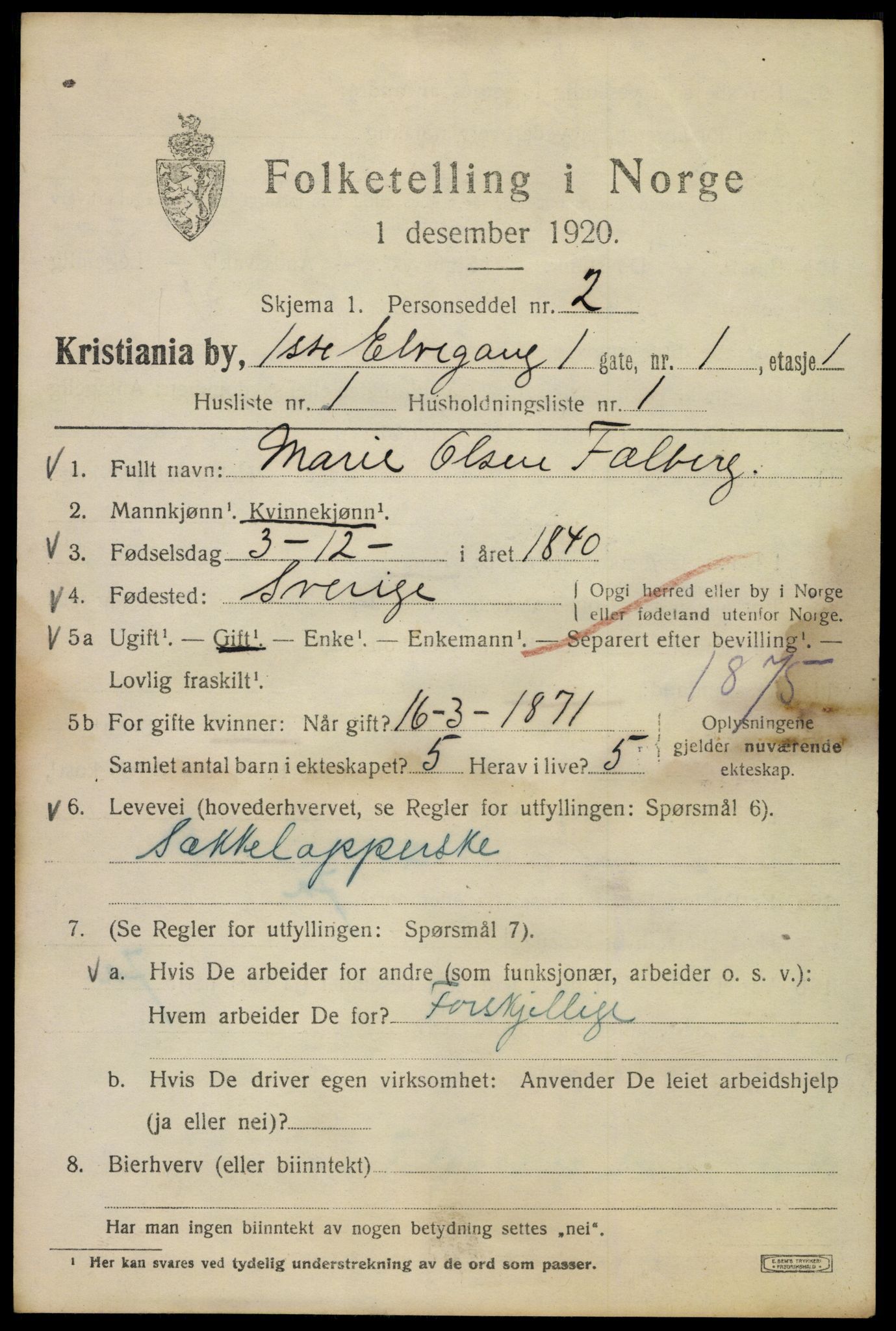 SAO, 1920 census for Kristiania, 1920, p. 215073