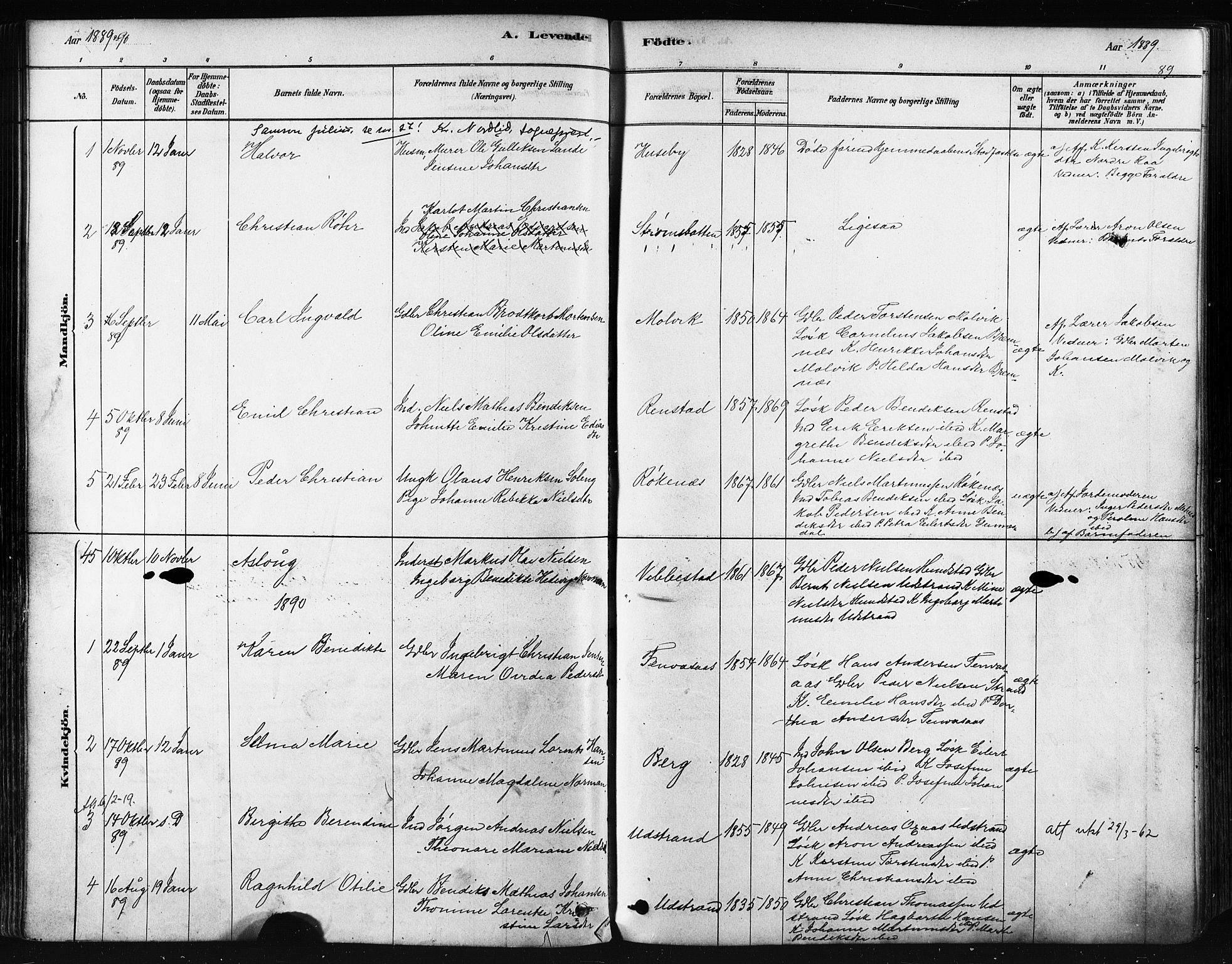 Kvæfjord sokneprestkontor, SATØ/S-1323/G/Ga/Gaa/L0005kirke: Parish register (official) no. 5, 1878-1894, p. 89