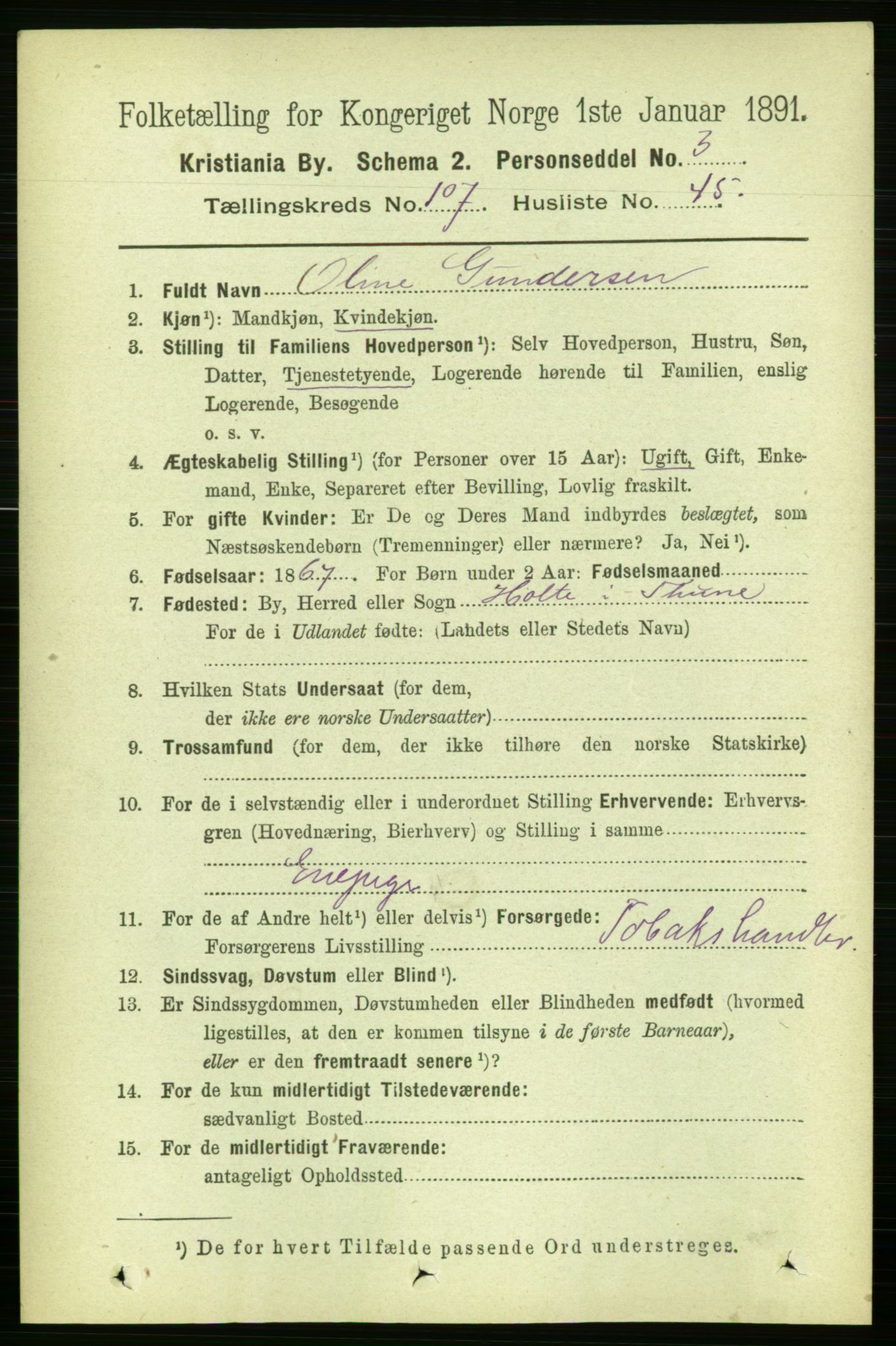 RA, 1891 census for 0301 Kristiania, 1891, p. 55236