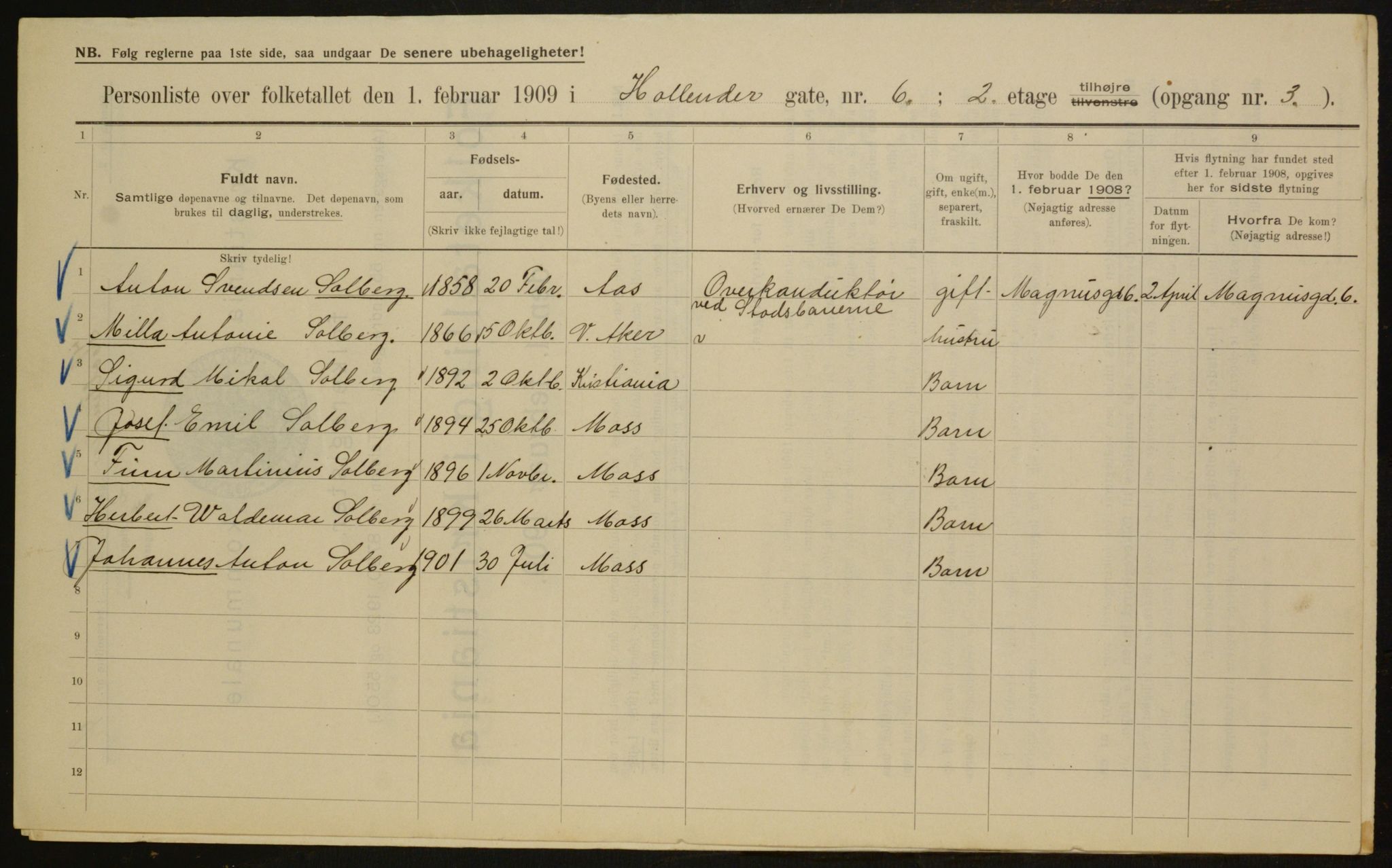 OBA, Municipal Census 1909 for Kristiania, 1909, p. 36941