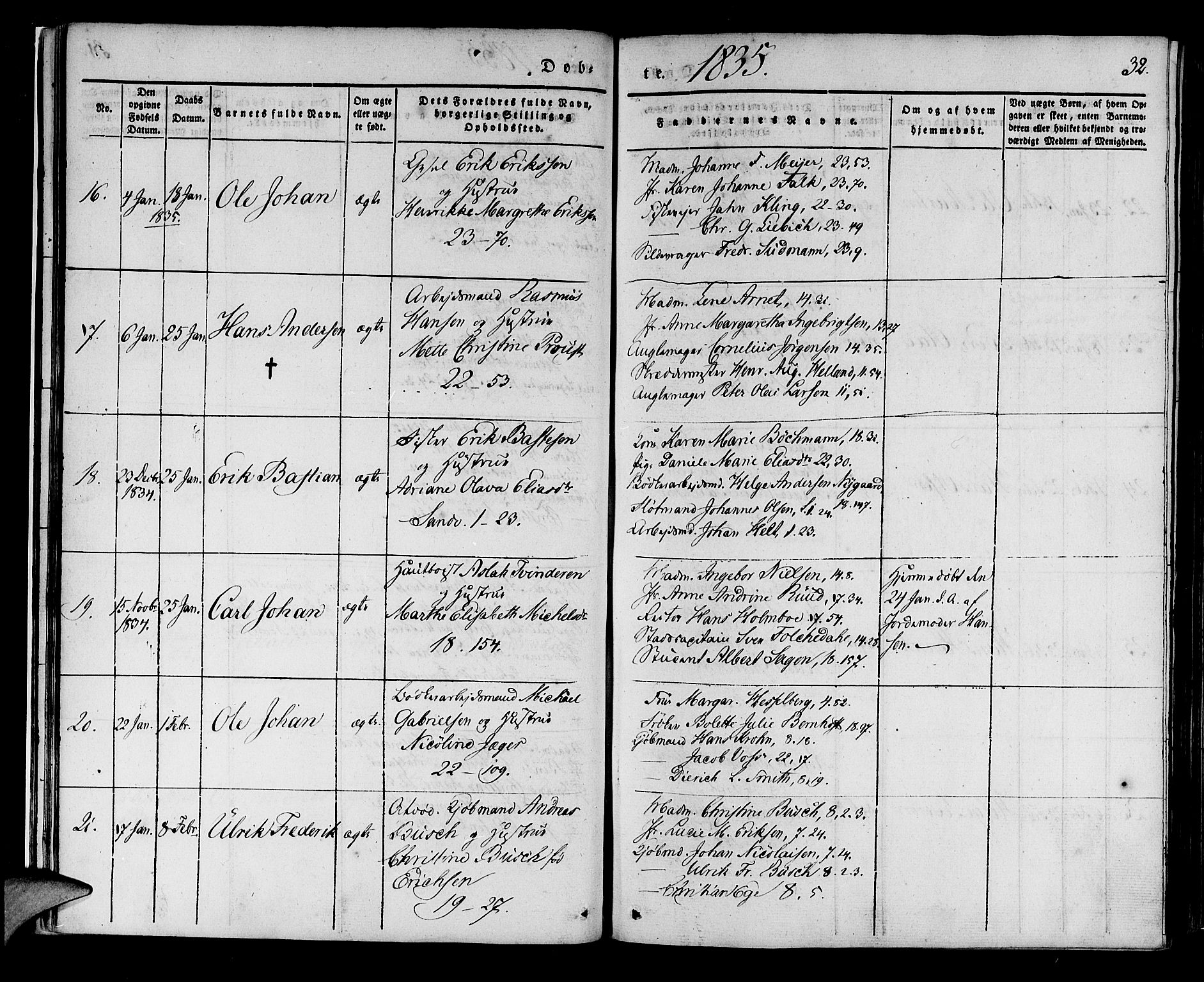 Korskirken sokneprestembete, SAB/A-76101/H/Haa/L0015: Parish register (official) no. B 1, 1833-1841, p. 32