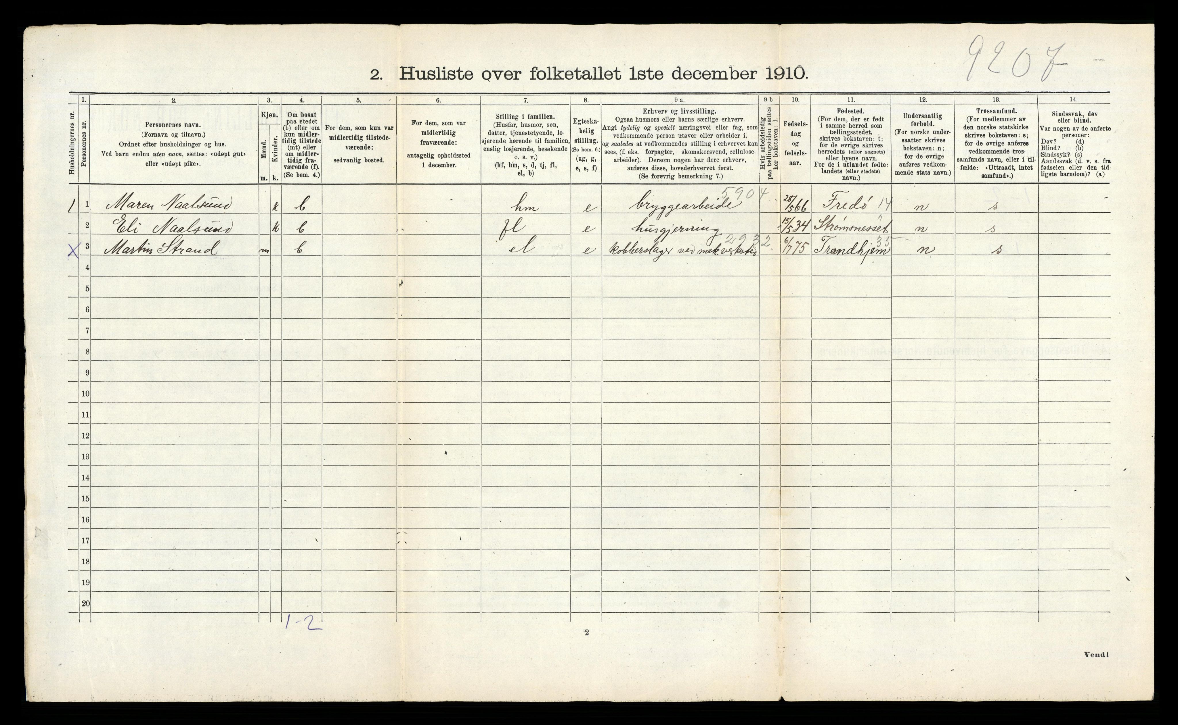 RA, 1910 census for Bremsnes, 1910, p. 43