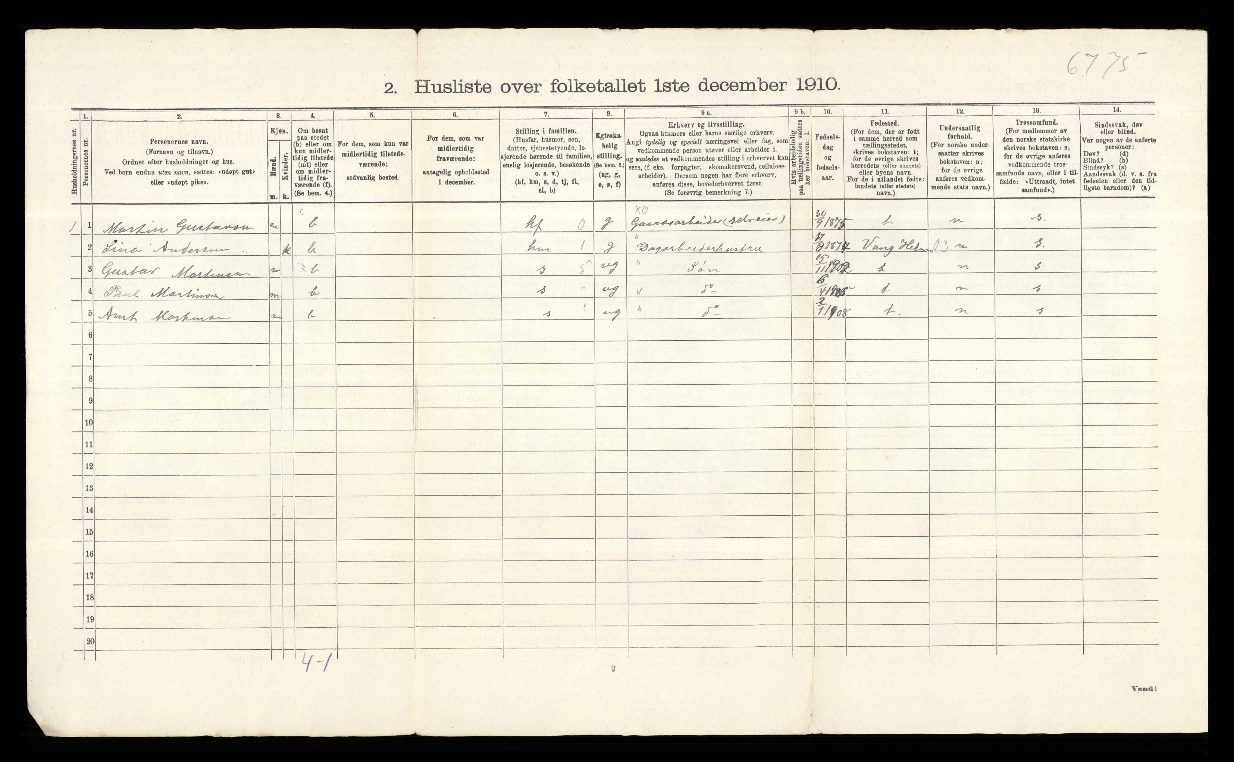 RA, 1910 census for Fet, 1910, p. 40